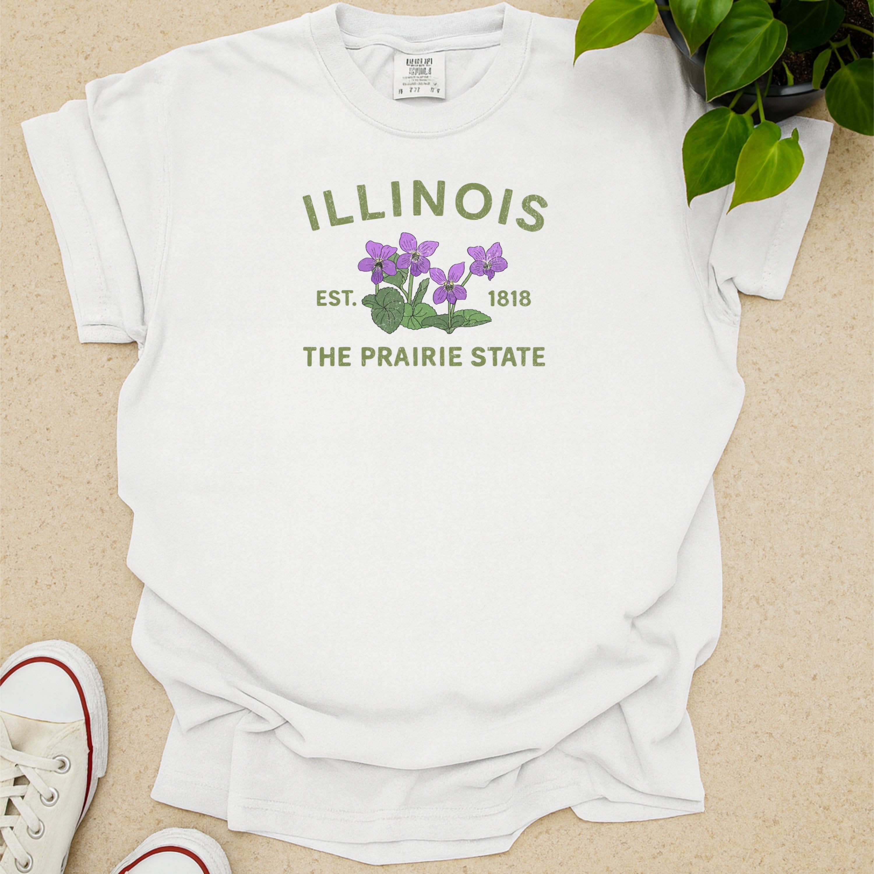 Illinois State Flower Violet Comfort Colors Souvenir T-Shirt
