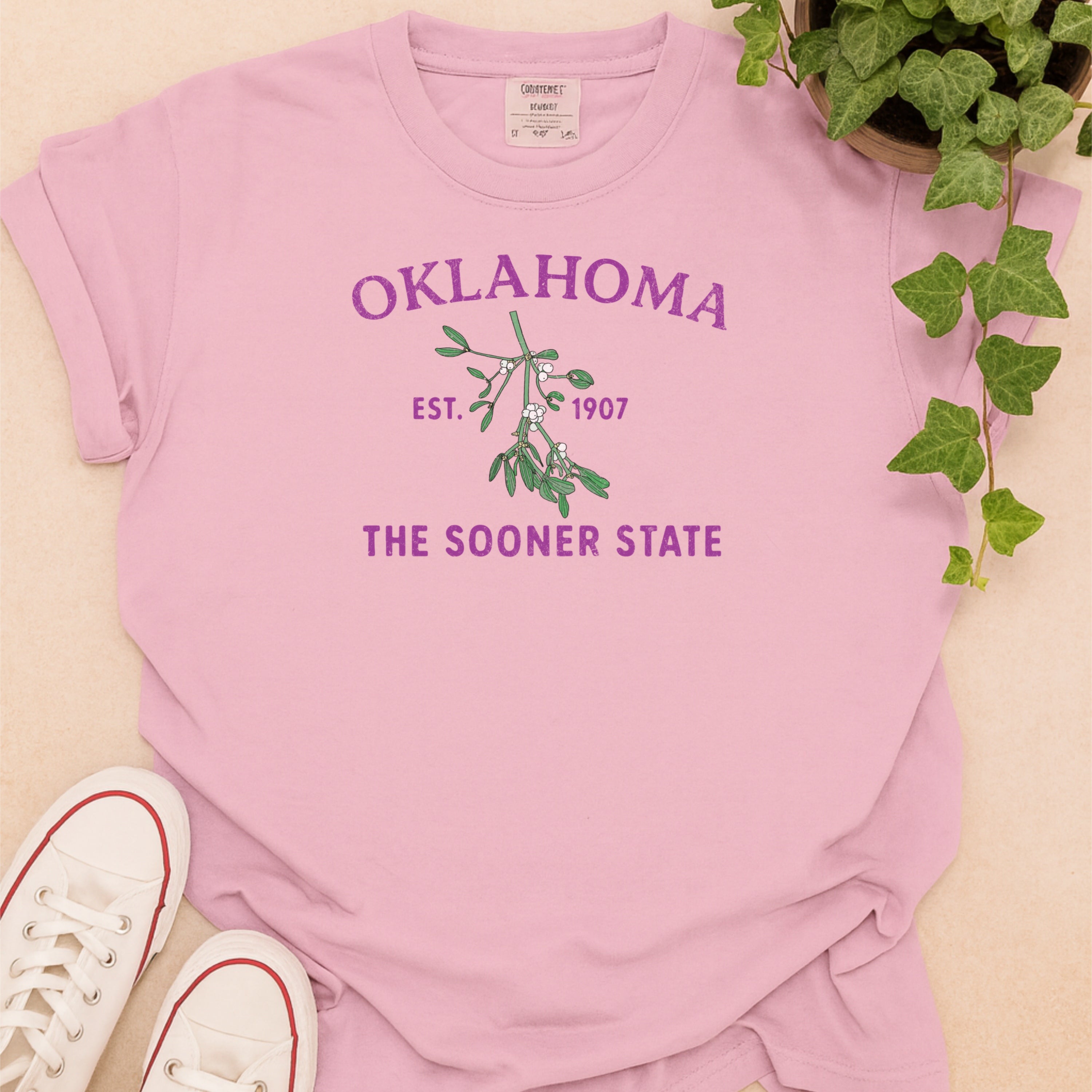 Oklahoma State Flower Mistletoe Comfort Colors Souvenir T-Shirt