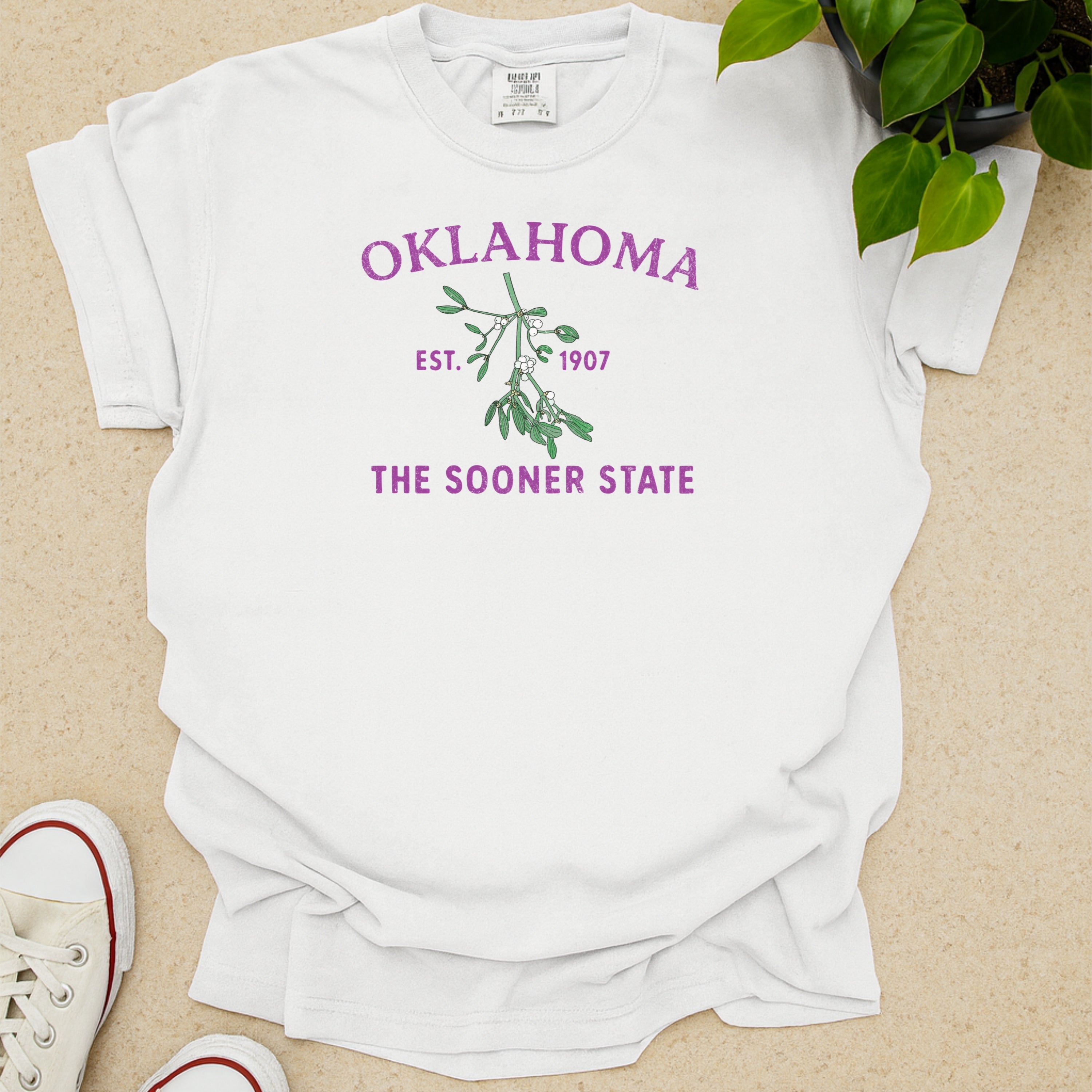 Oklahoma State Flower Mistletoe Comfort Colors Souvenir T-Shirt
