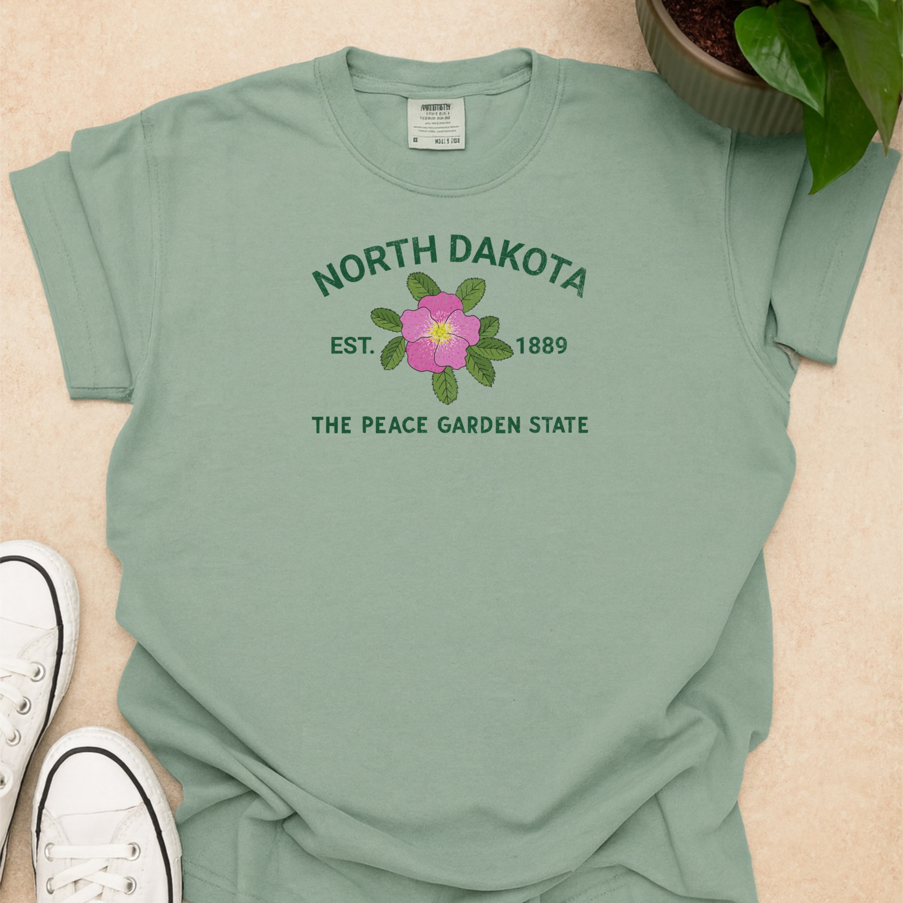 North Dakota State Flower Wild Prairie Rose Comfort Colors Souvenir T-Shirt