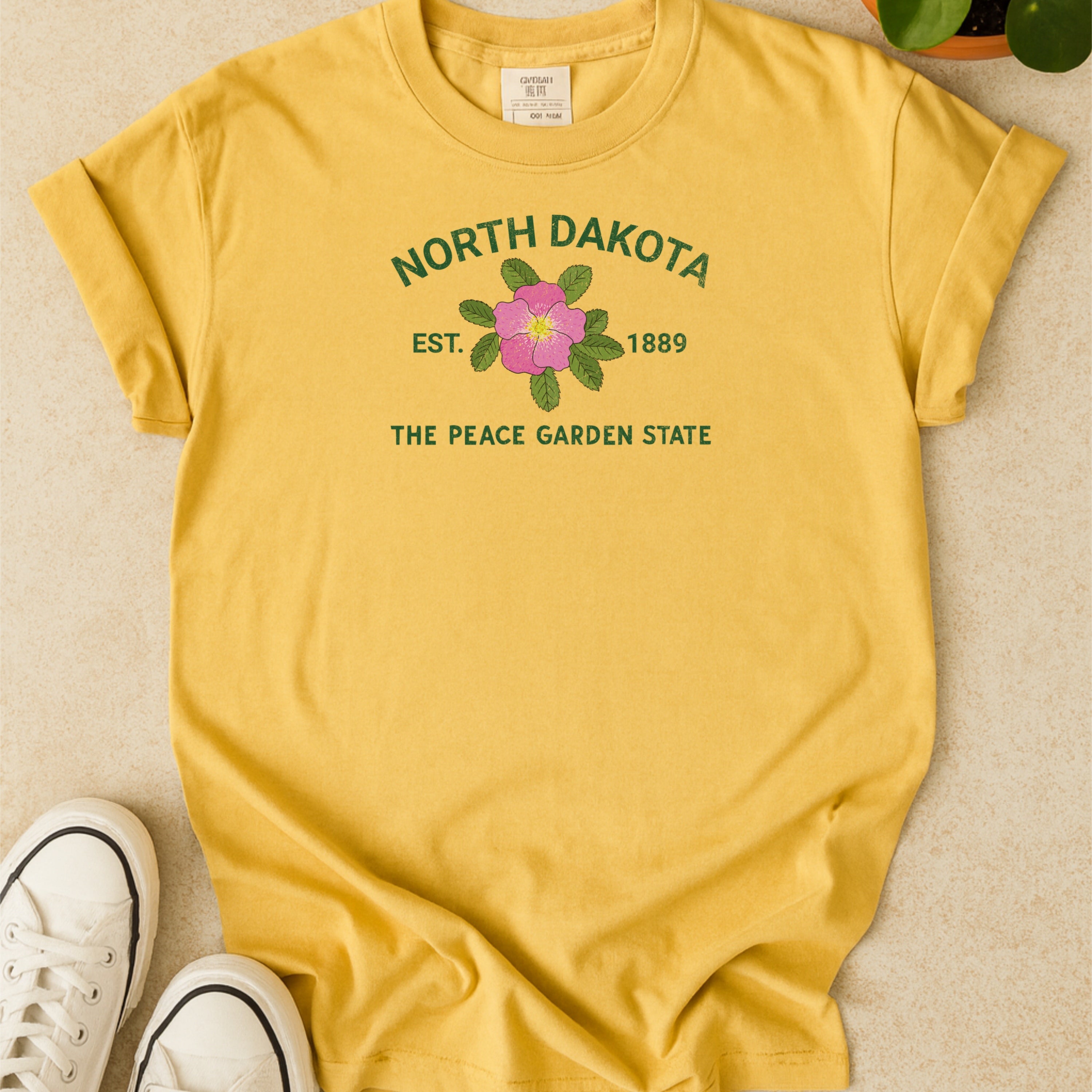 North Dakota State Flower Wild Prairie Rose Comfort Colors Souvenir T-Shirt