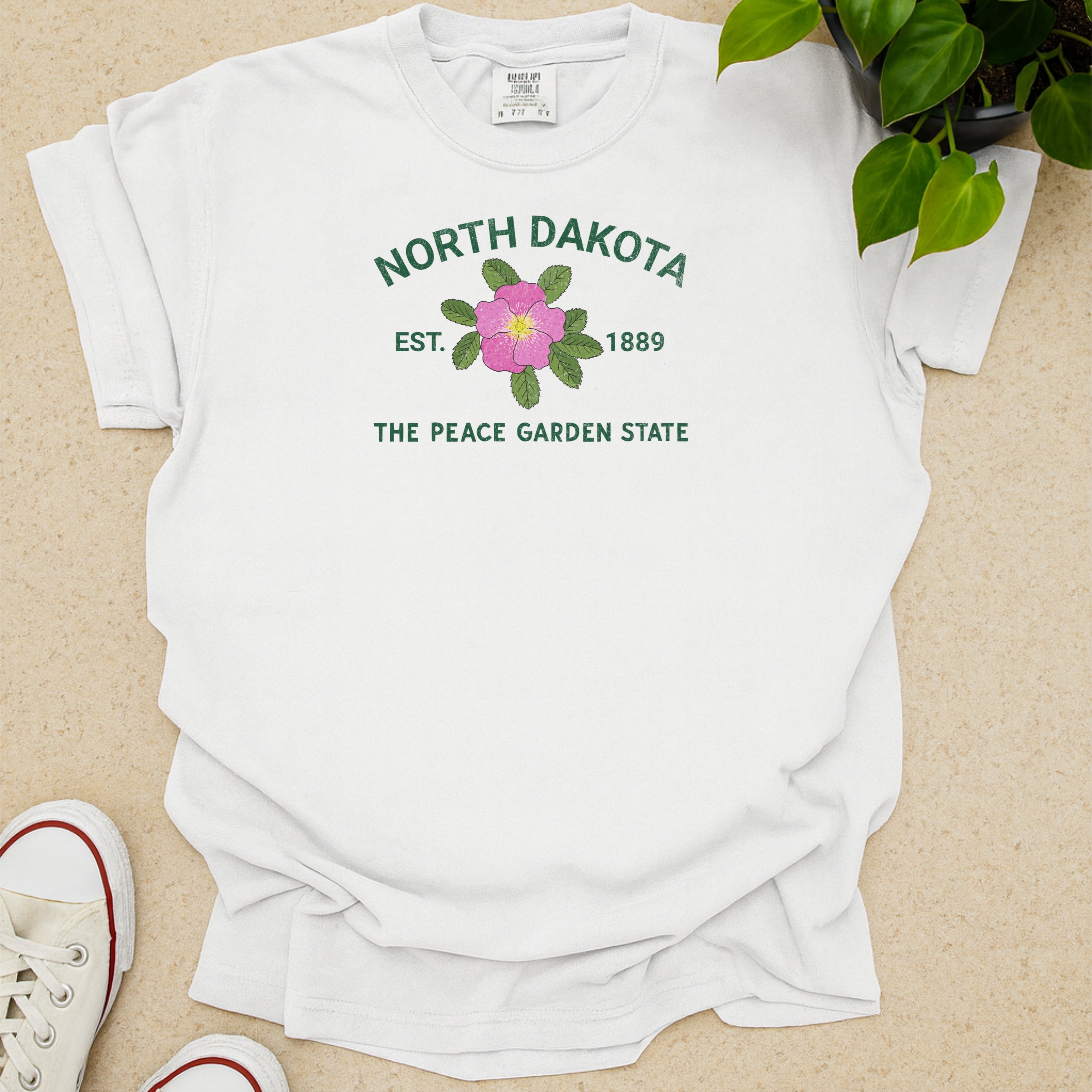 North Dakota State Flower Wild Prairie Rose Comfort Colors Souvenir T-Shirt