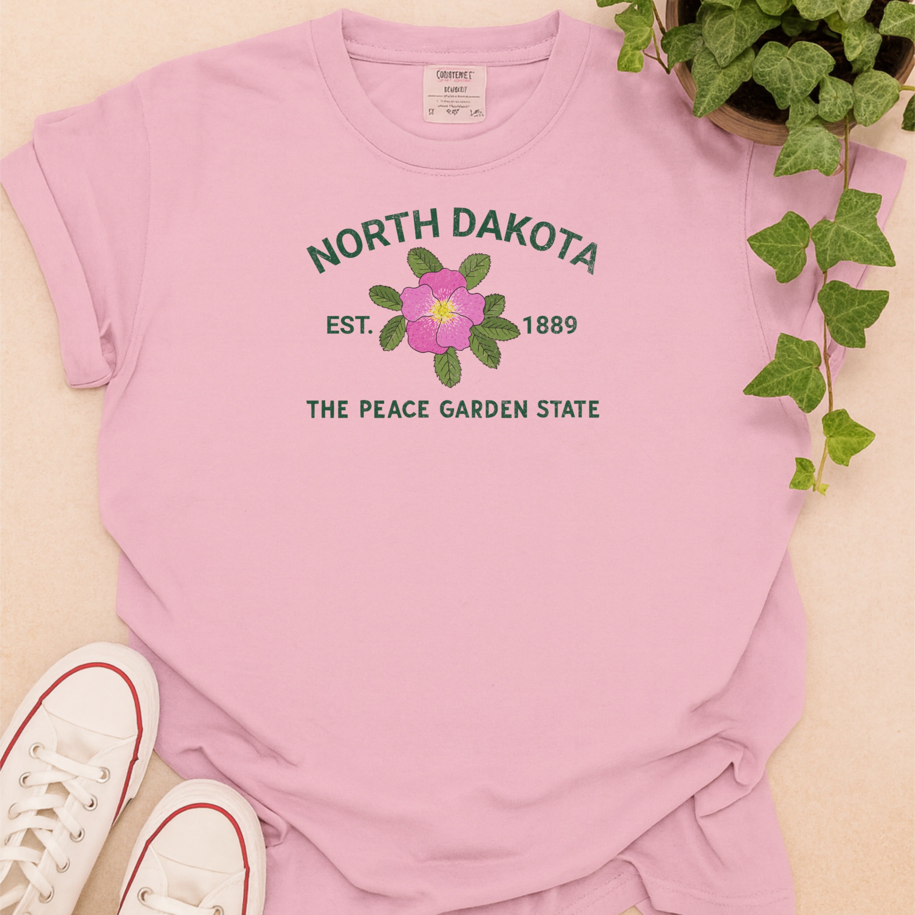 North Dakota State Flower Wild Prairie Rose Comfort Colors Souvenir T-Shirt