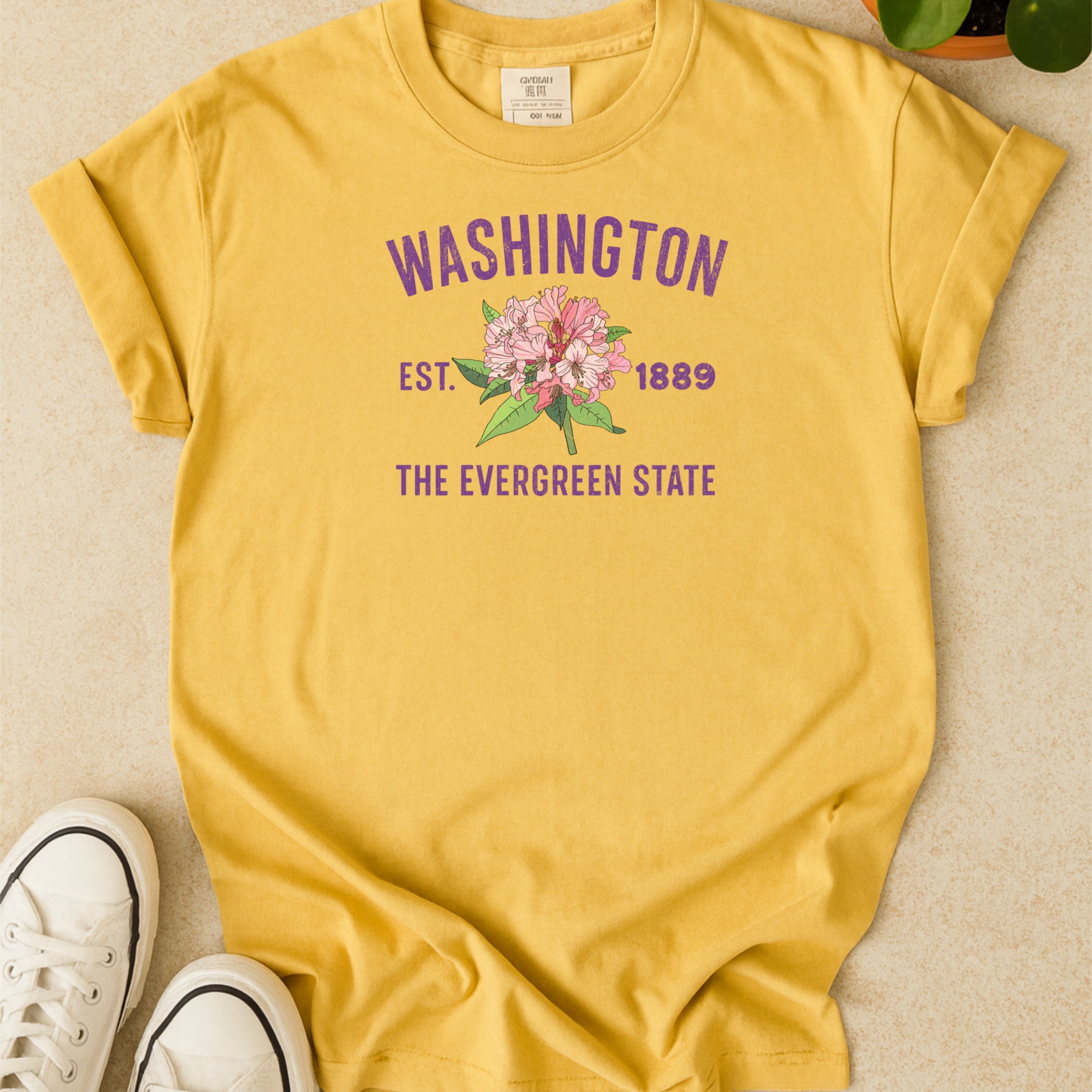 Washington State Flower Rhododendron Comfort Colors Souvenir T-Shirt