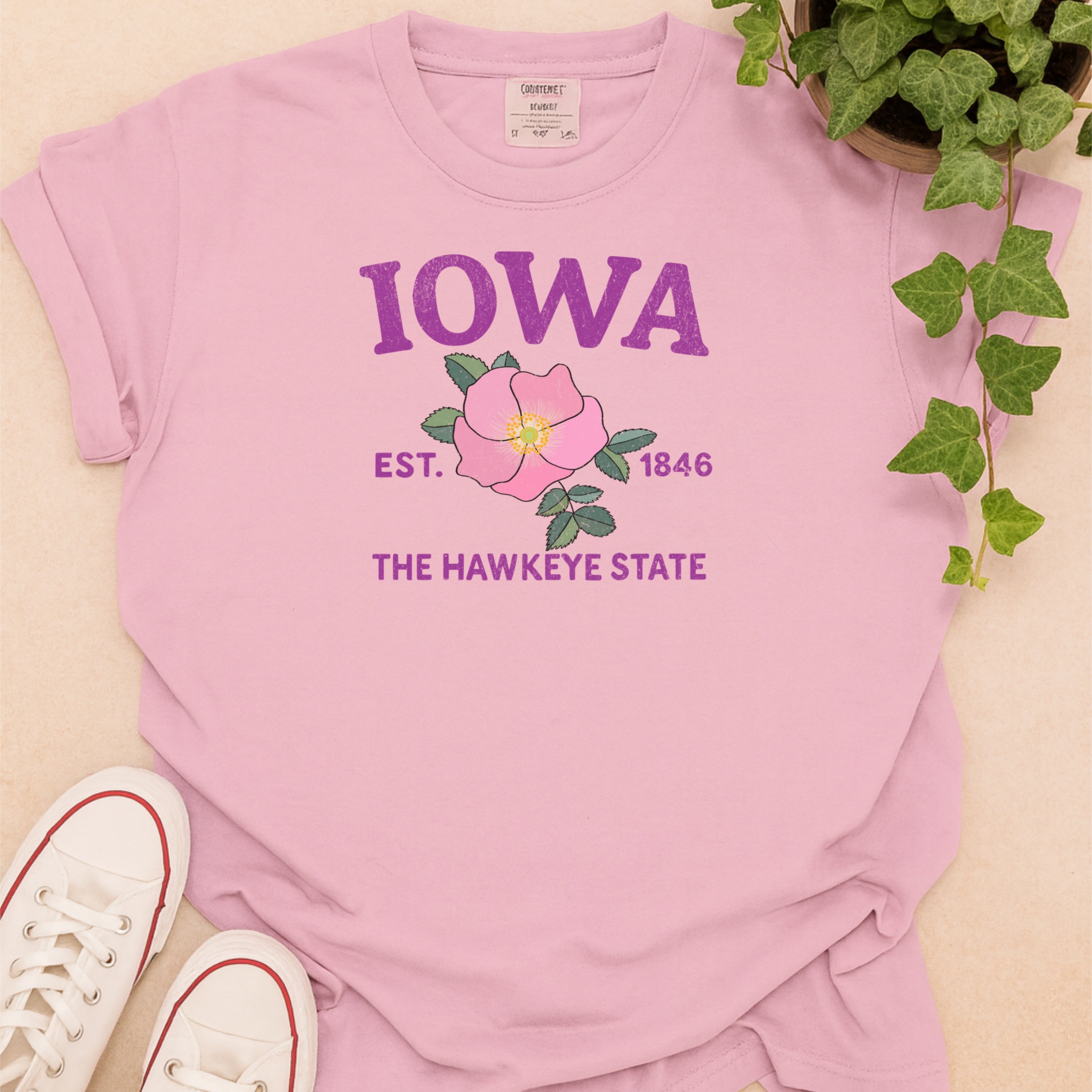 Iowa State Flower Prairie Rose Comfort Colors Souvenir T-Shirt