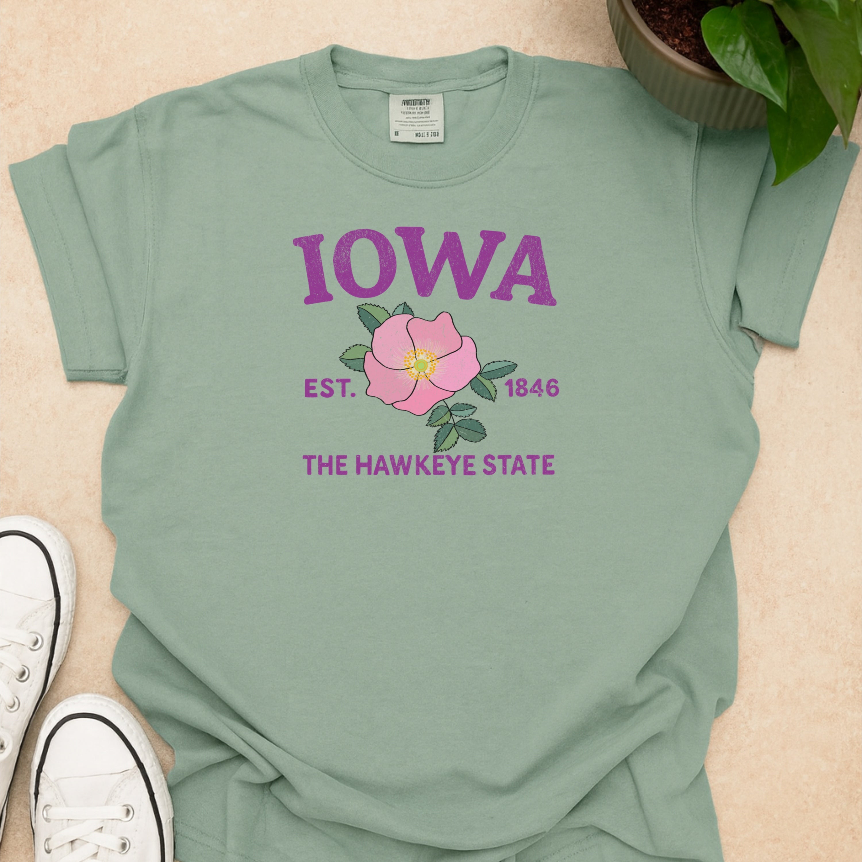 Iowa State Flower Prairie Rose Comfort Colors Souvenir T-Shirt