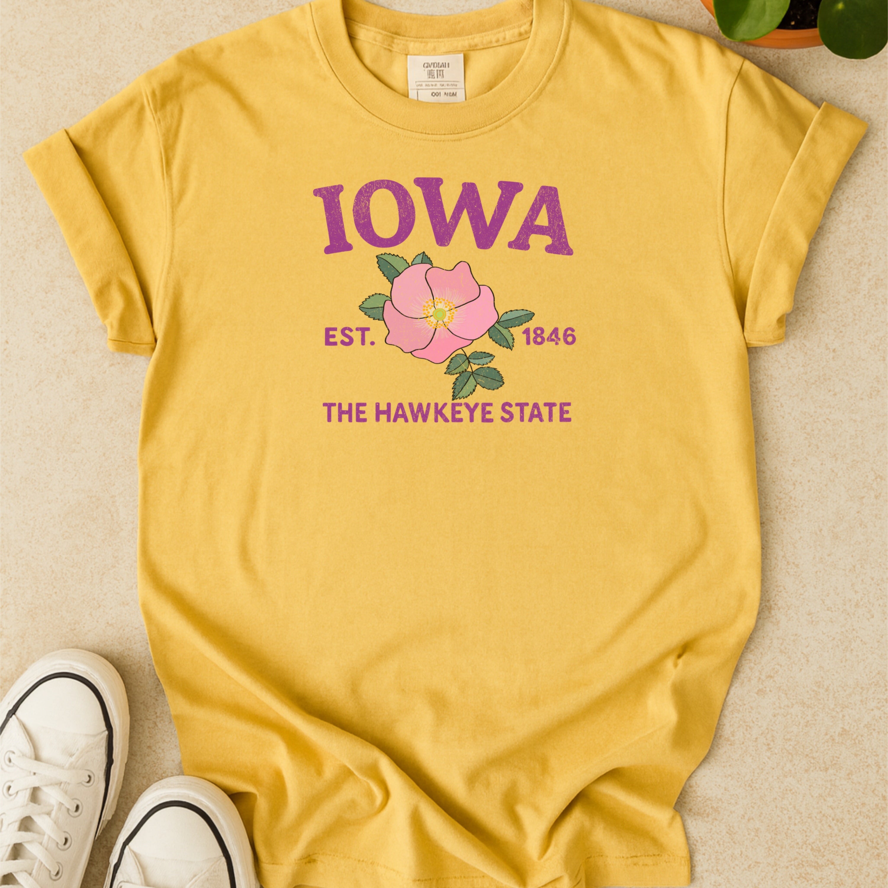 Iowa State Flower Prairie Rose Comfort Colors Souvenir T-Shirt