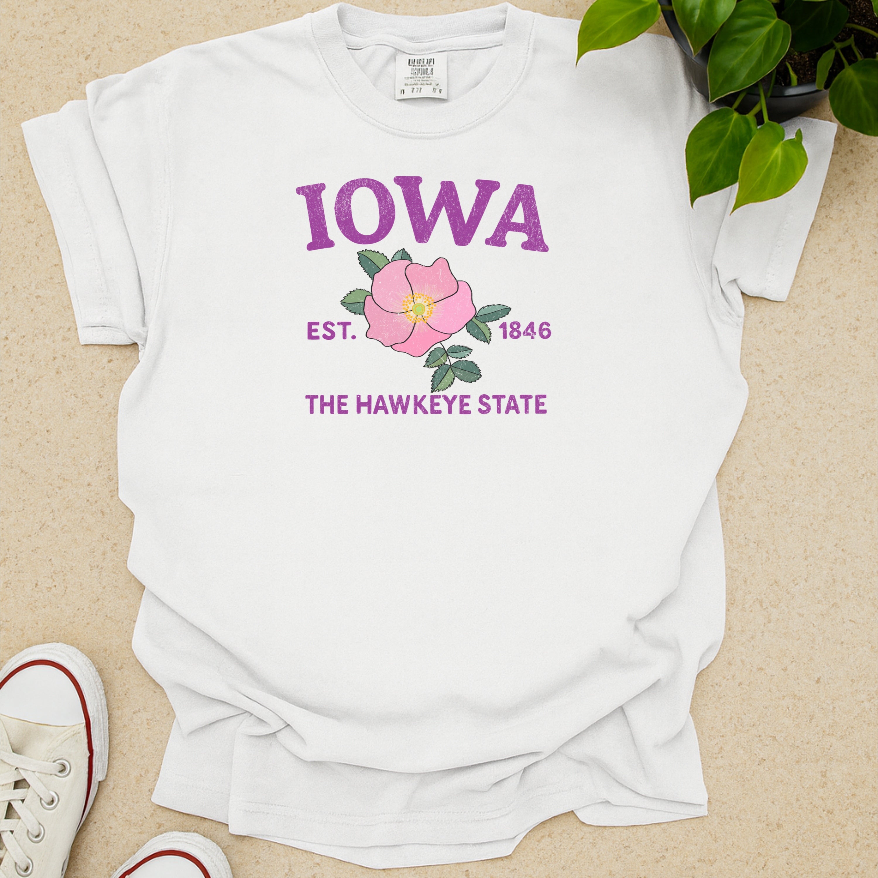 Iowa State Flower Prairie Rose Comfort Colors Souvenir T-Shirt