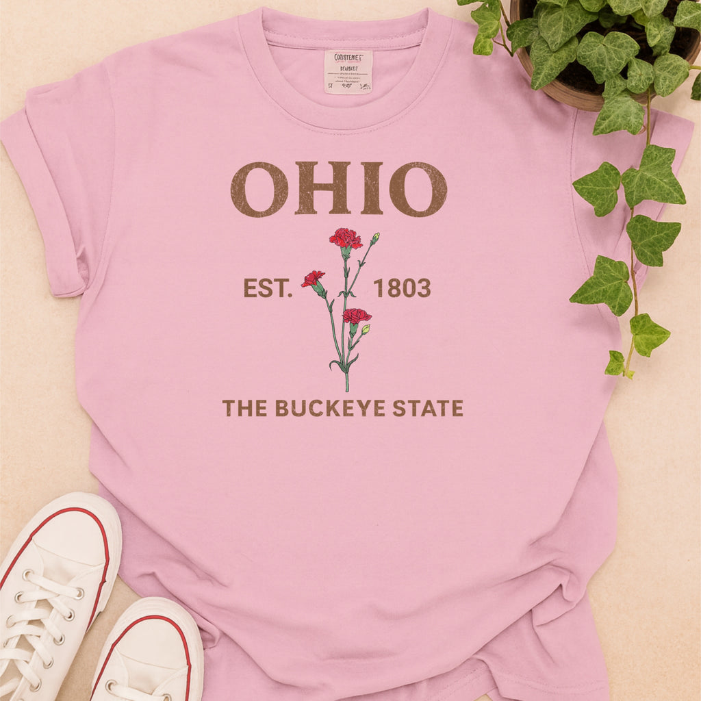 Ohio State Flower Scarlet Carnation Comfort Colors Souvenir T-Shirt