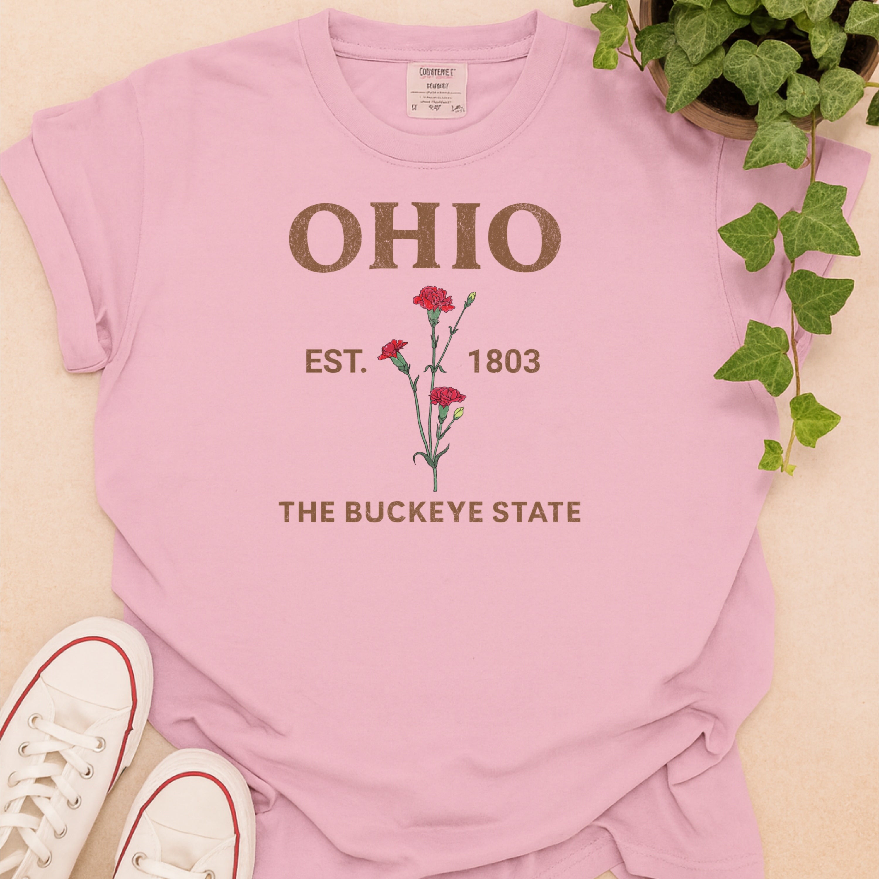 Ohio State Flower Scarlet Carnation Comfort Colors Souvenir T-Shirt