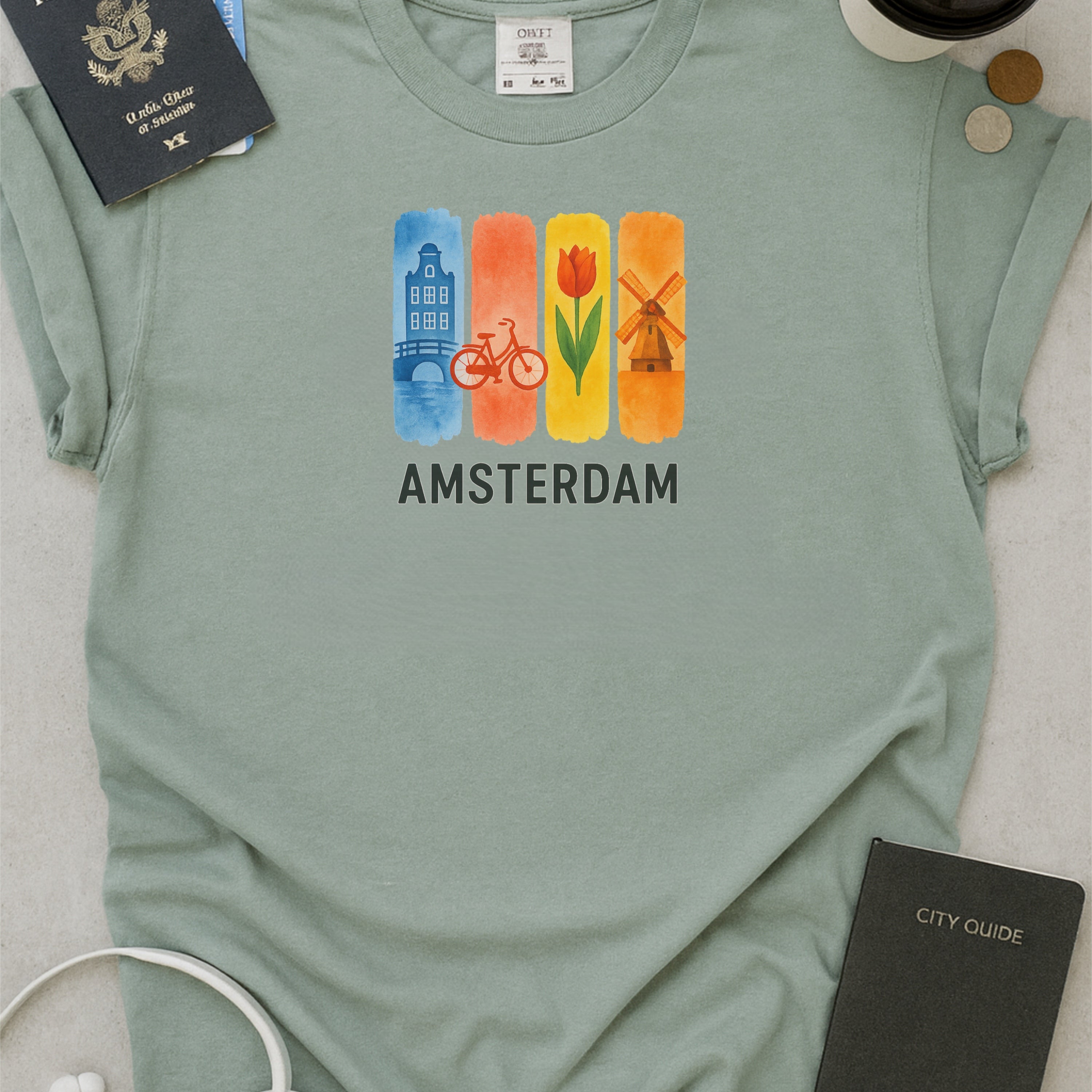 Amsterdam Brushstroke Watercolor Comfort Colors Souvenir T-Shirt