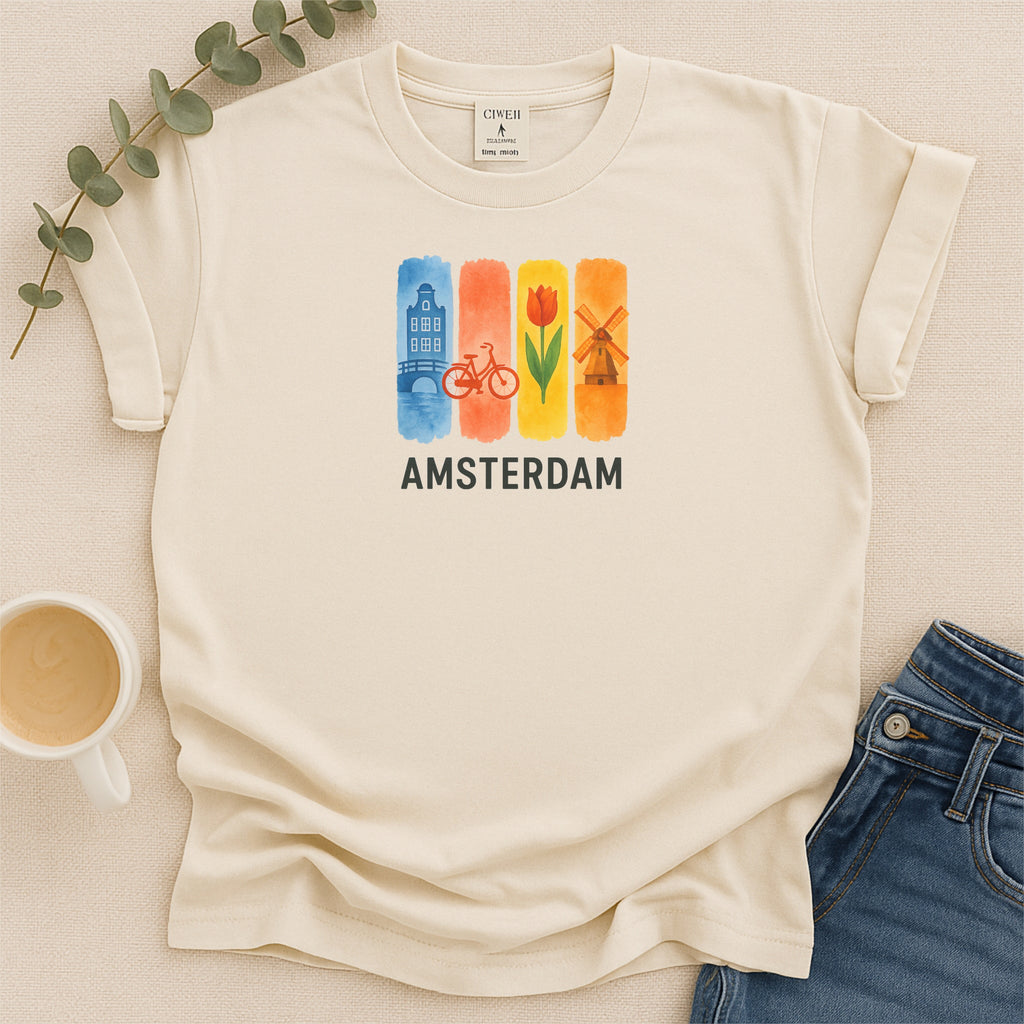 Amsterdam Brushstroke Watercolor Comfort Colors Souvenir T-Shirt