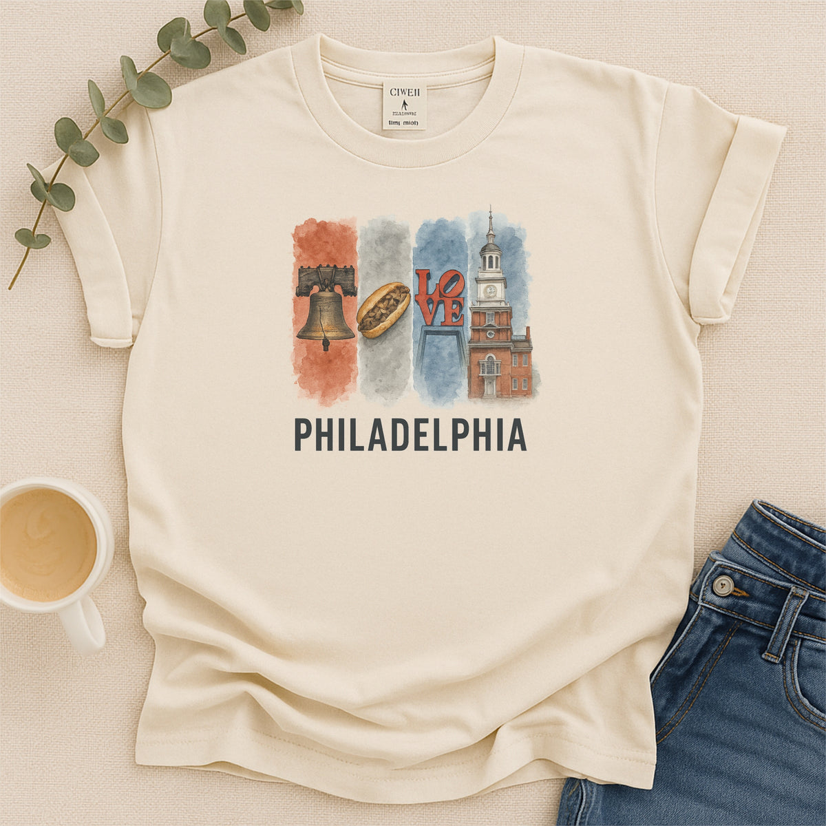 Philadelphia Brushstroke Watercolor Comfort Colors Souvenir T-Shirt