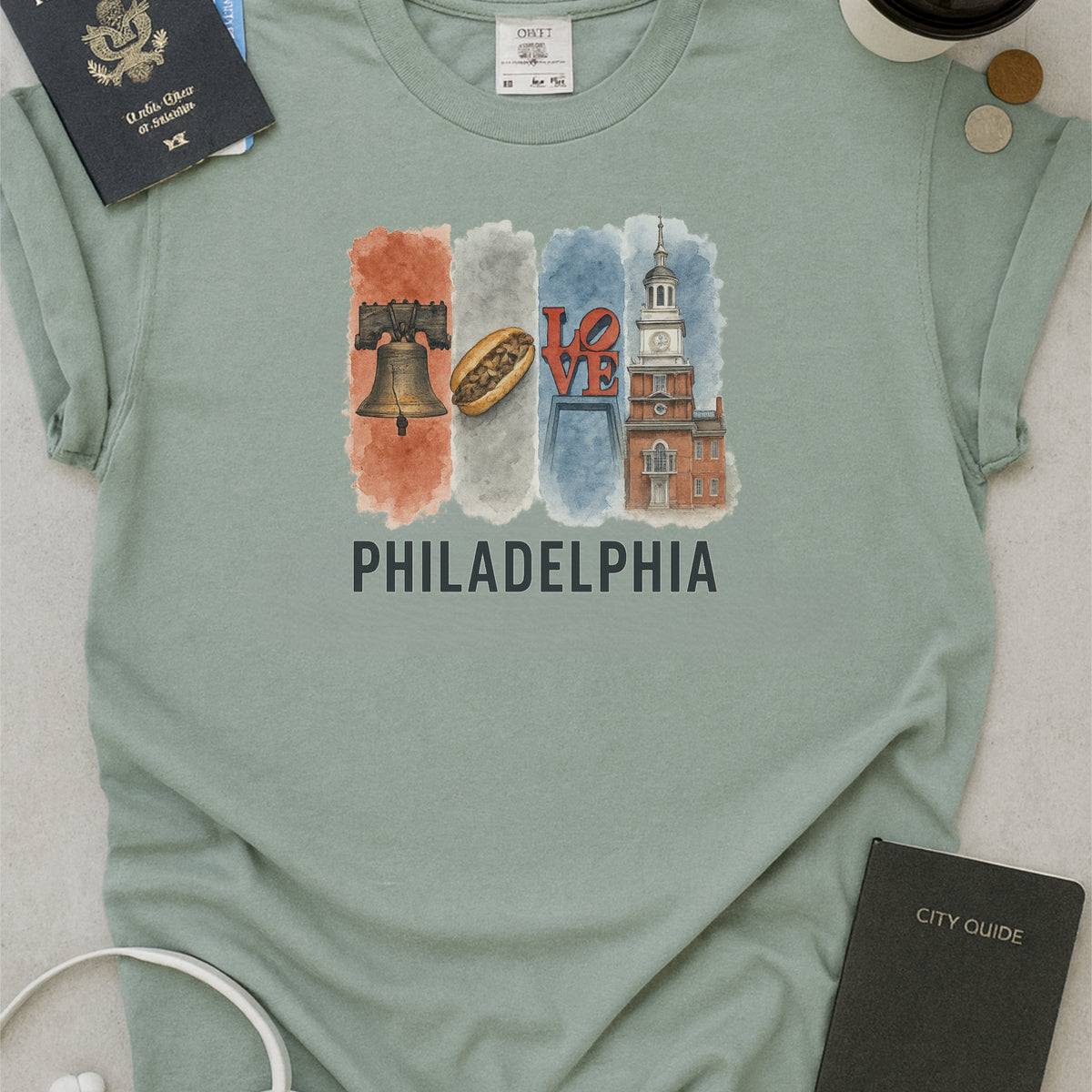 Philadelphia Brushstroke Watercolor Comfort Colors Souvenir T-Shirt