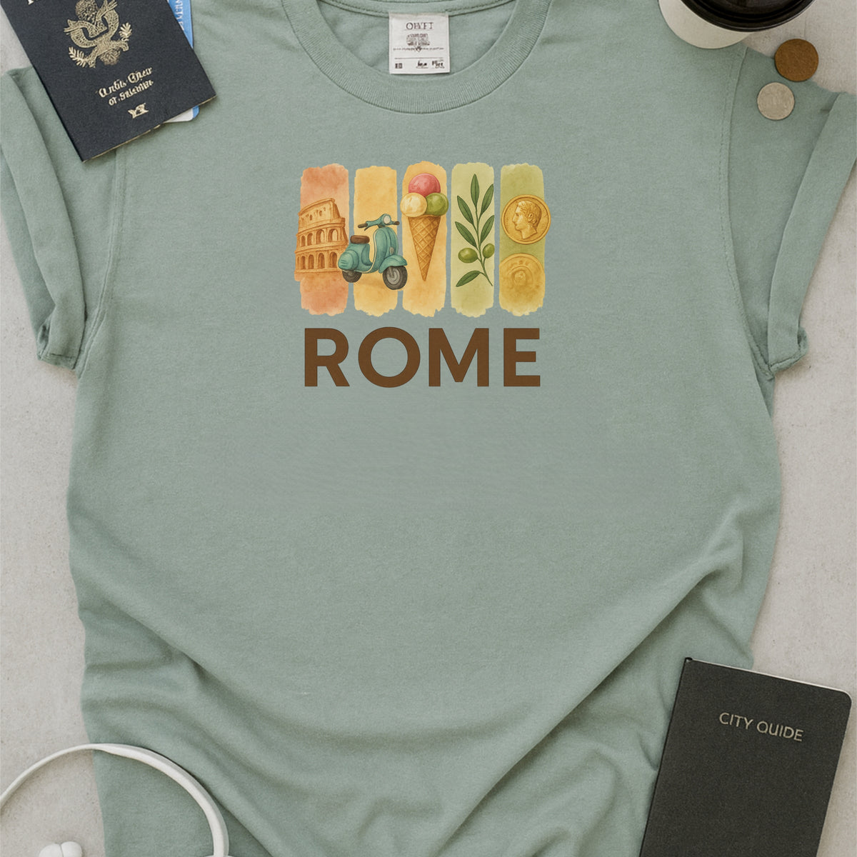 Rome Brushstroke Watercolor Comfort Colors Souvenir T-Shirt