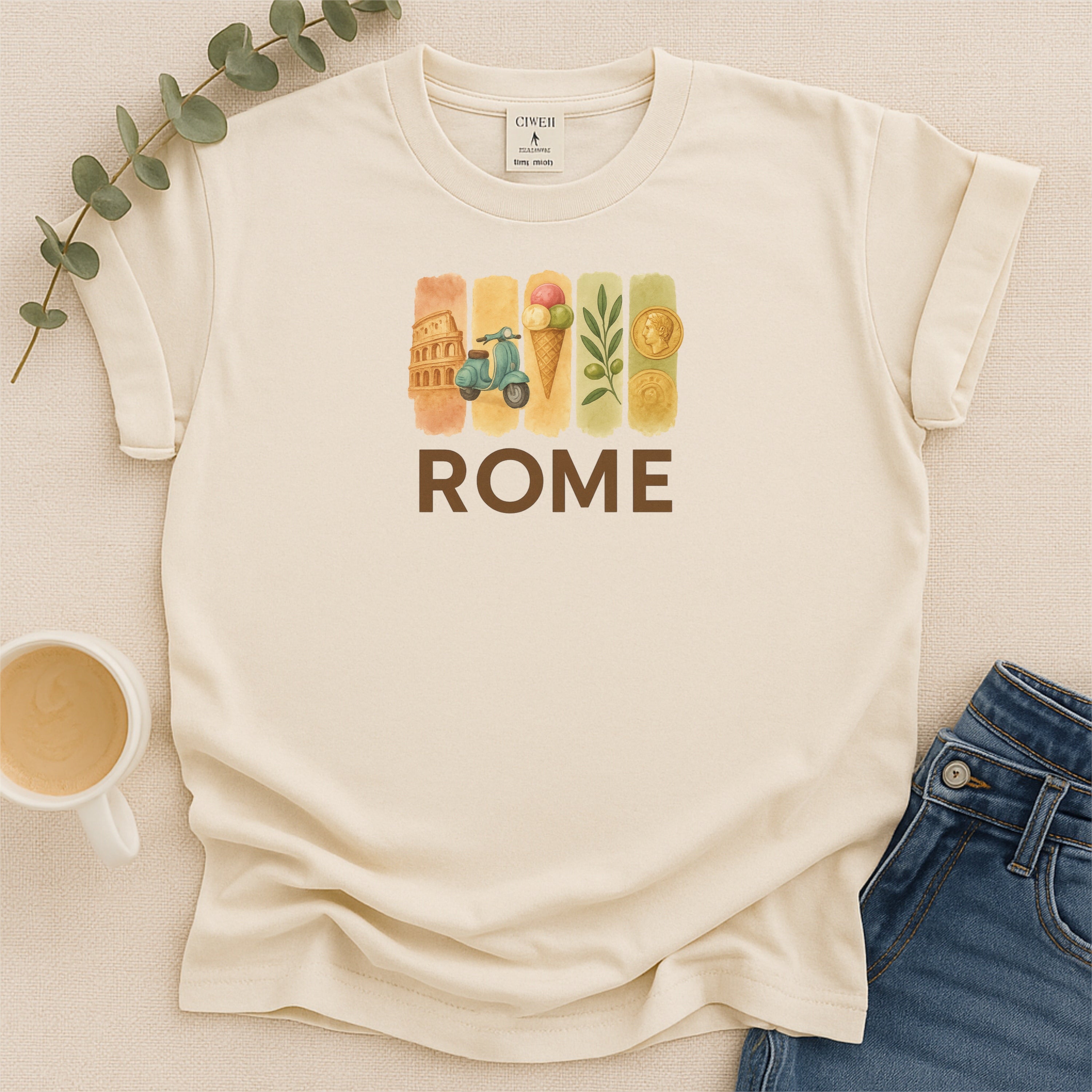 Rome Brushstroke Watercolor Comfort Colors Souvenir T-Shirt