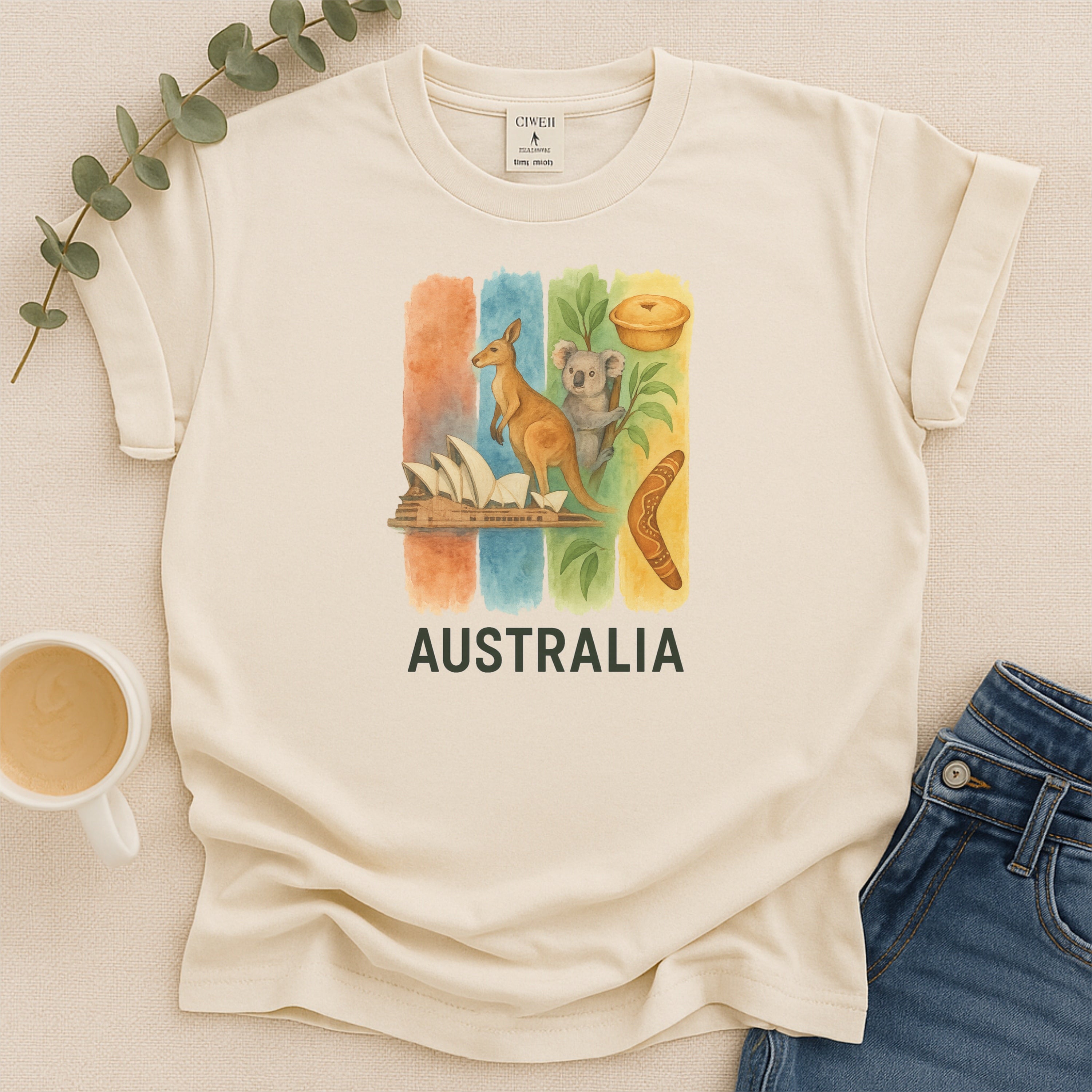 Australia Brushstroke Watercolor Comfort Colors Souvenir T-Shirt