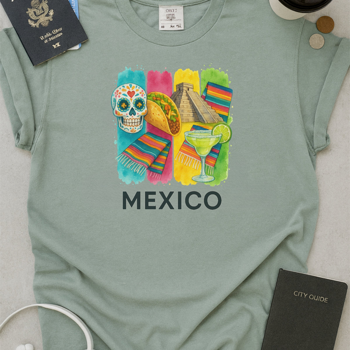 Mexico Brushstroke Watercolor Comfort Colors Souvenir T-Shirt