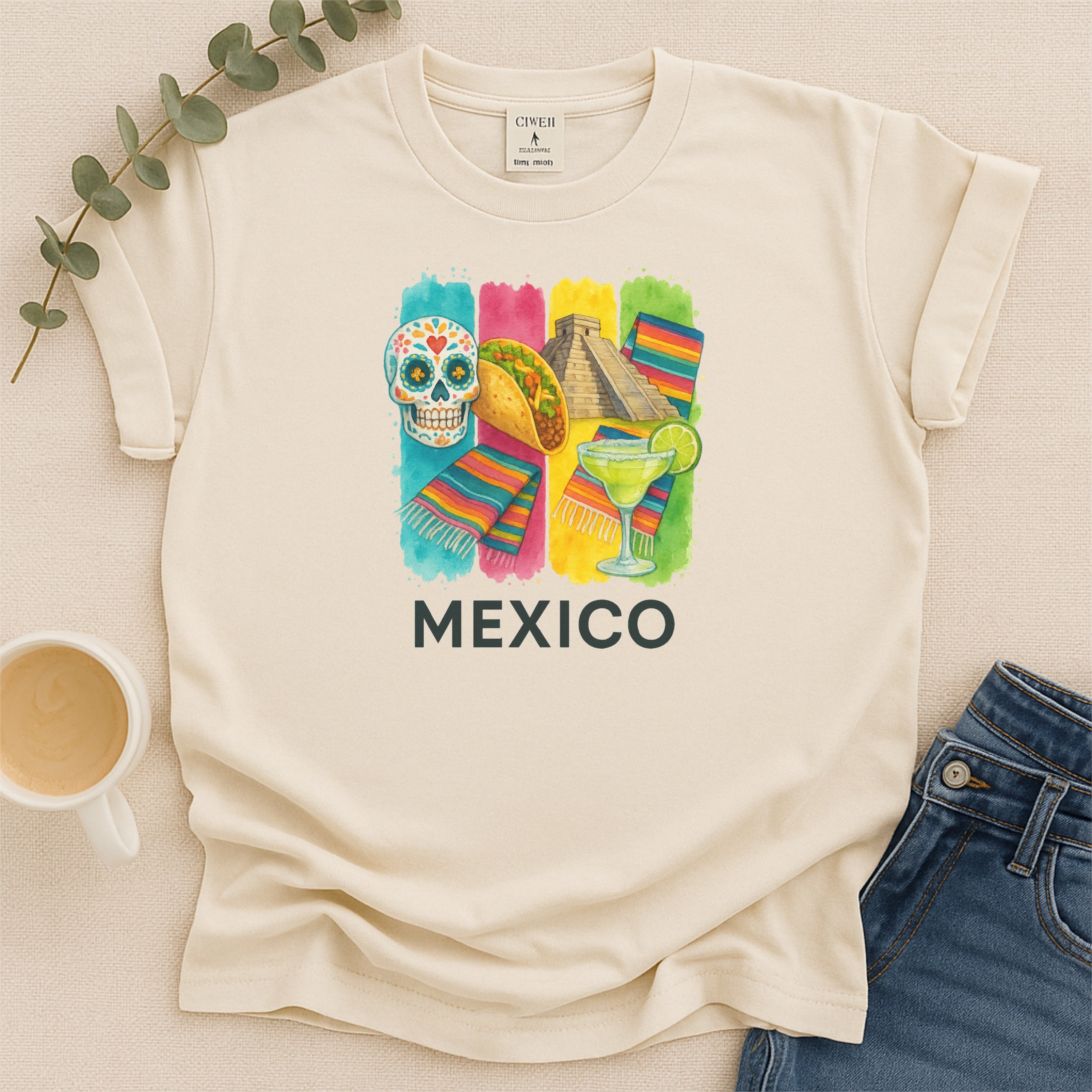 Mexico Brushstroke Watercolor Comfort Colors Souvenir T-Shirt