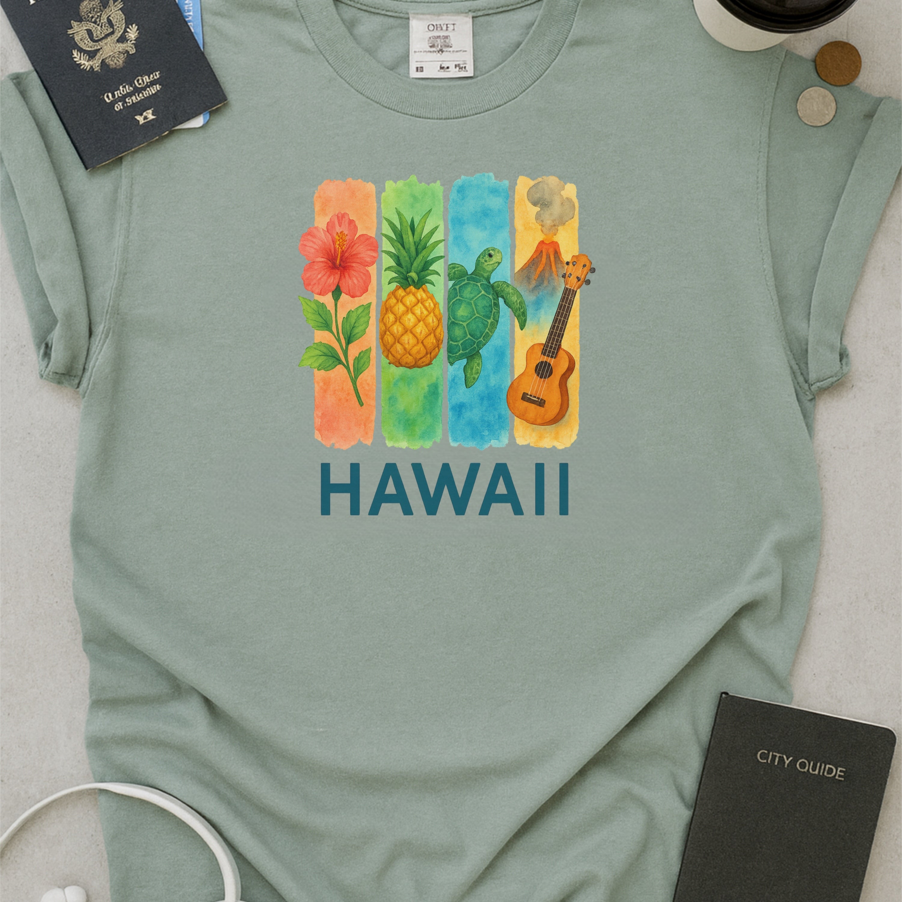 Hawaii Brushstroke Watercolor Comfort Colors Souvenir T-Shirt