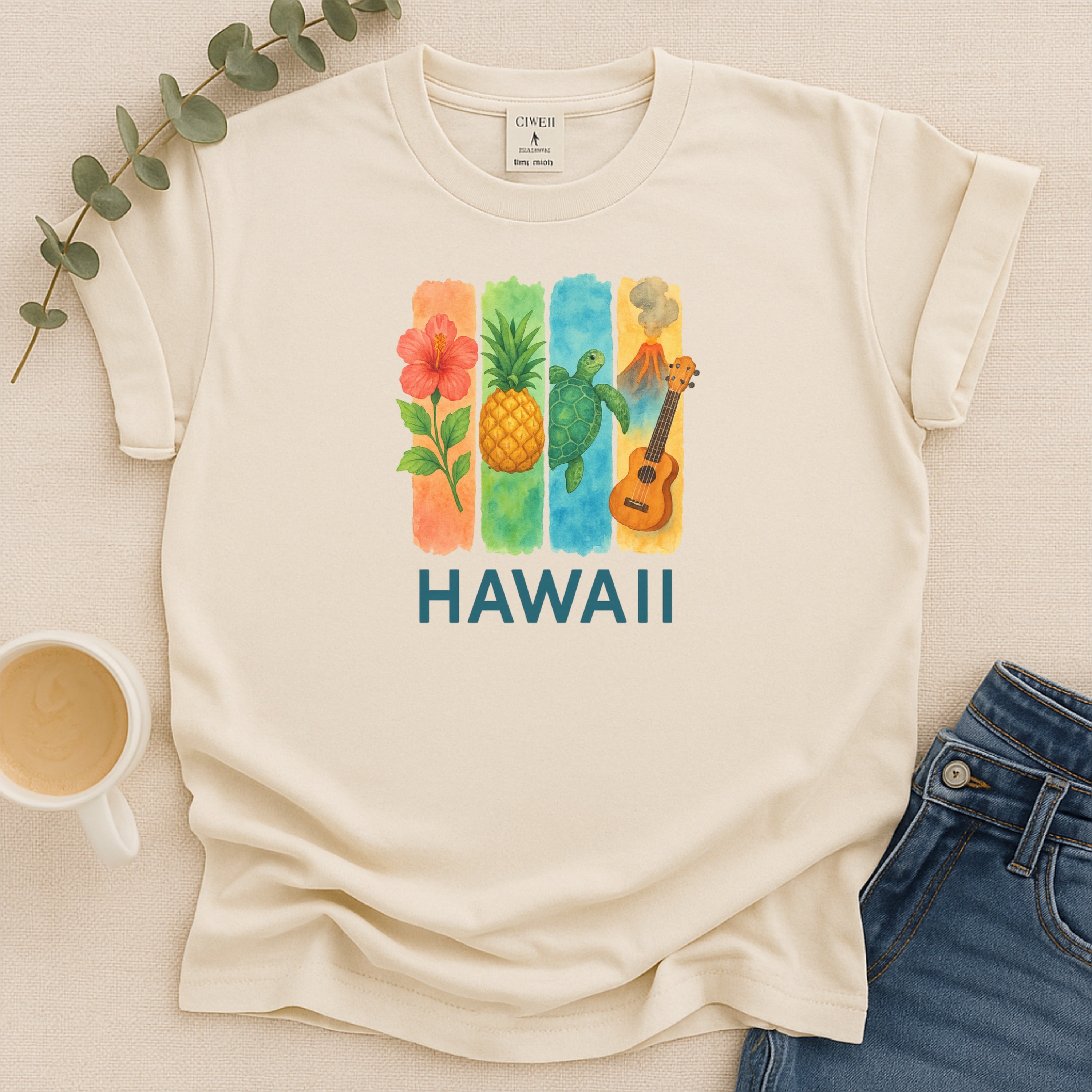 Hawaii Brushstroke Watercolor Comfort Colors Souvenir T-Shirt
