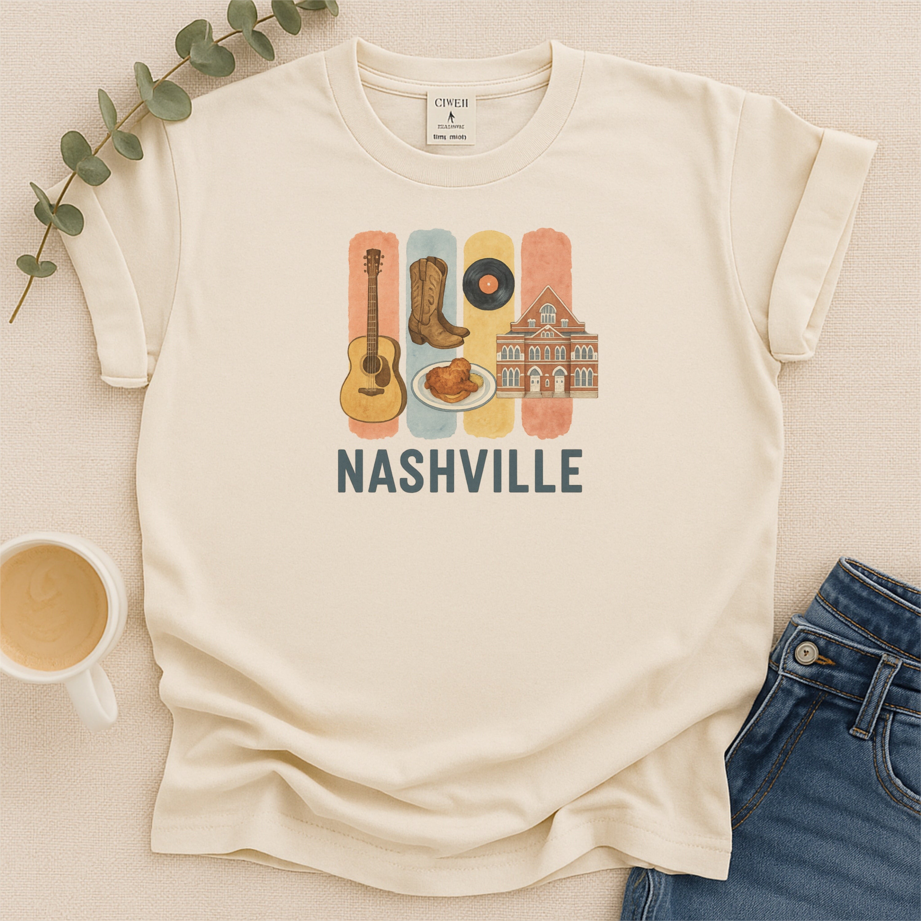 Nashville Brushstroke Watercolor Comfort Colors Souvenir T-Shirt