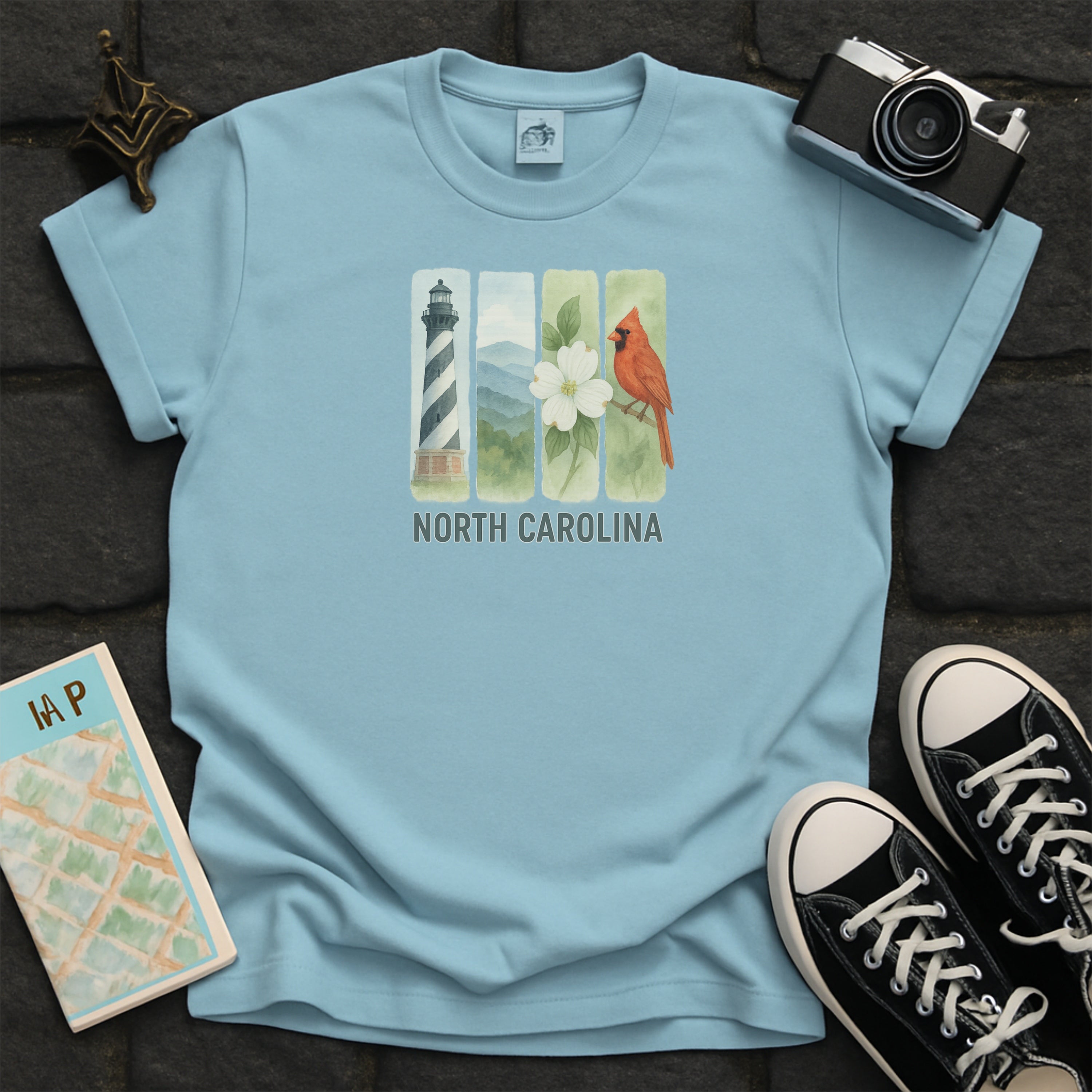North Carolina Brushstroke Watercolor Comfort Colors Souvenir T-Shirt