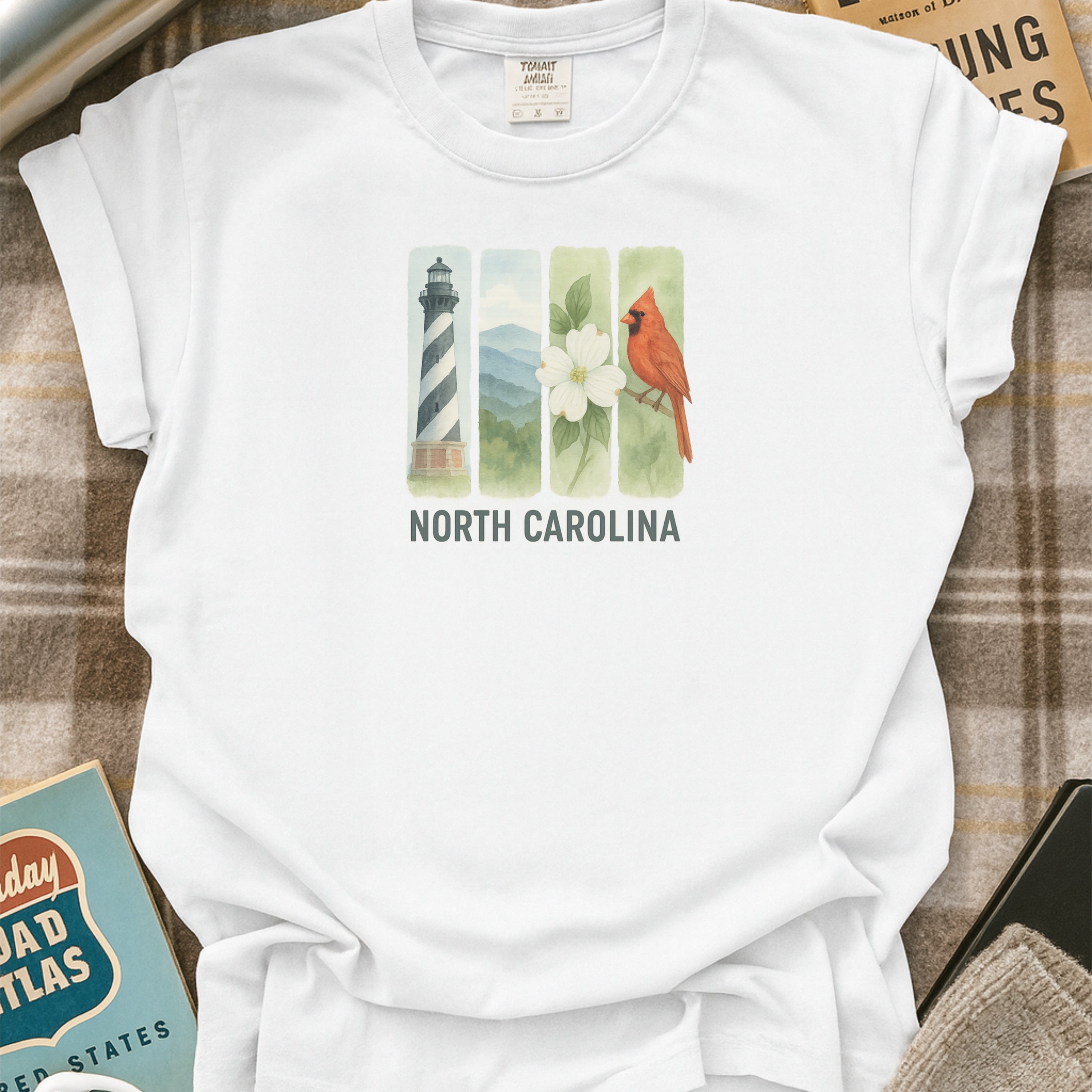 North Carolina Brushstroke Watercolor Comfort Colors Souvenir T-Shirt