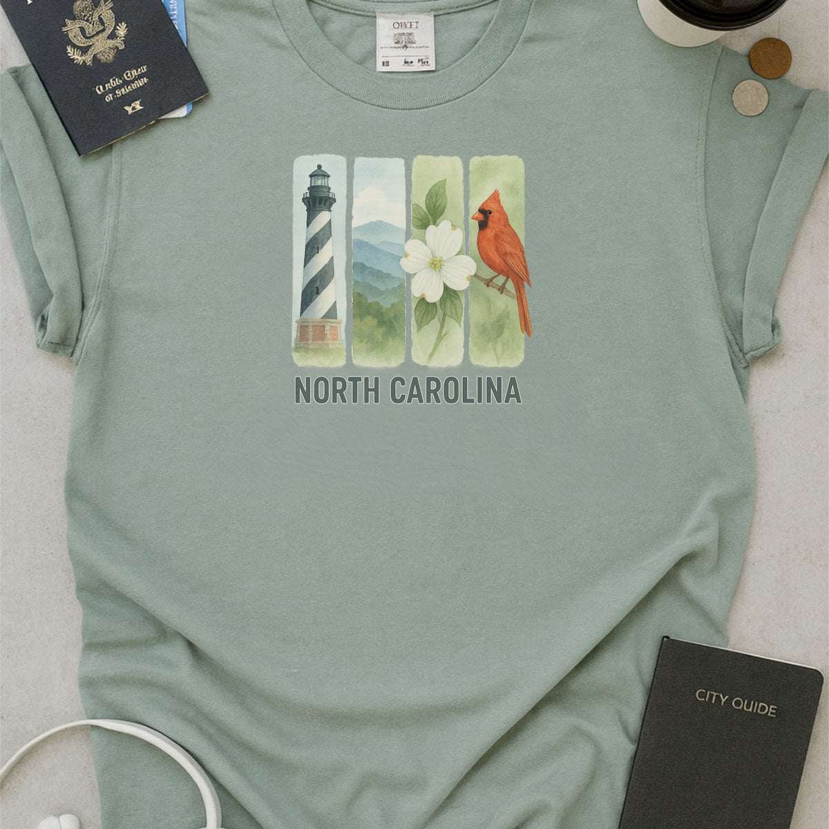 North Carolina Brushstroke Watercolor Comfort Colors Souvenir T-Shirt