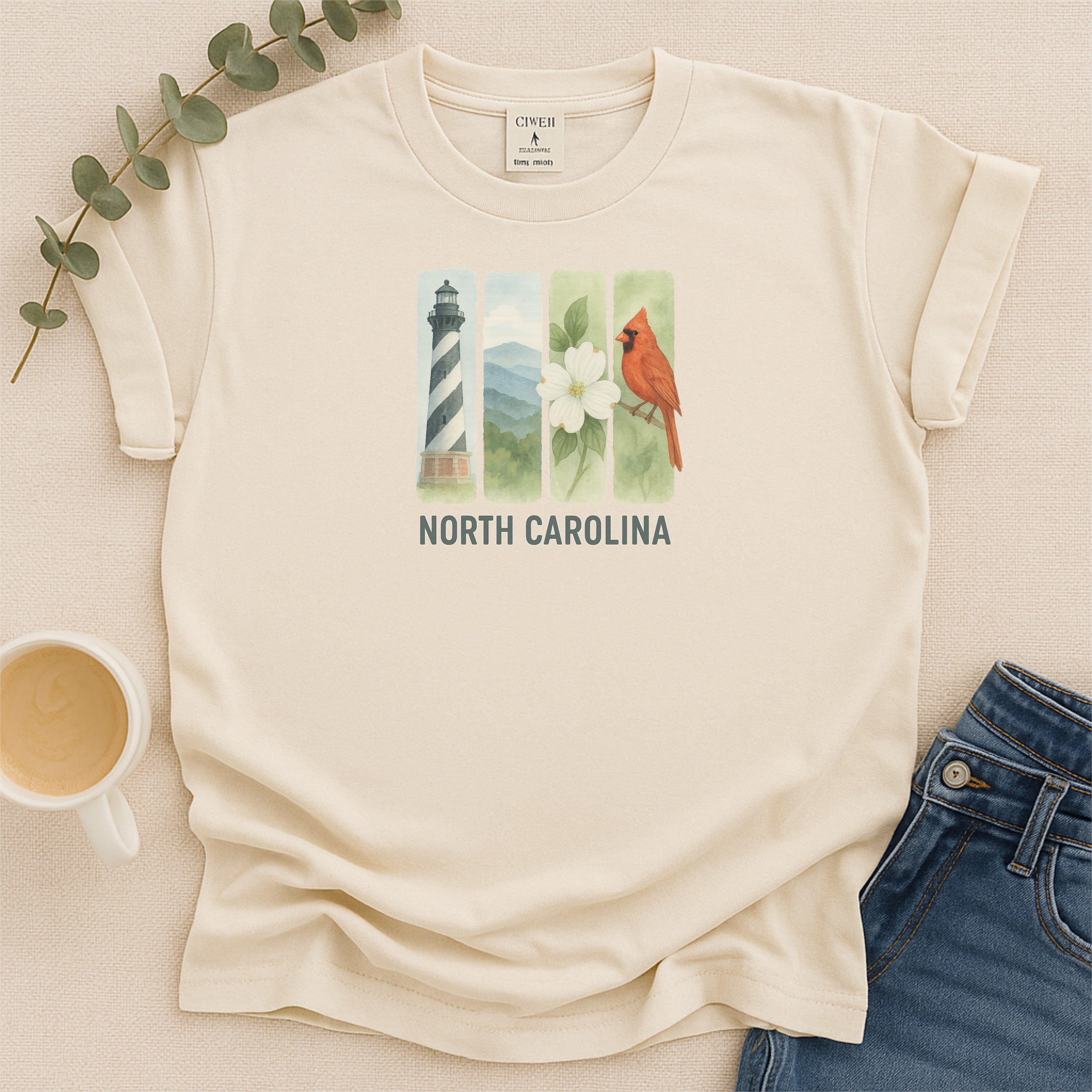 North Carolina Brushstroke Watercolor Comfort Colors Souvenir T-Shirt