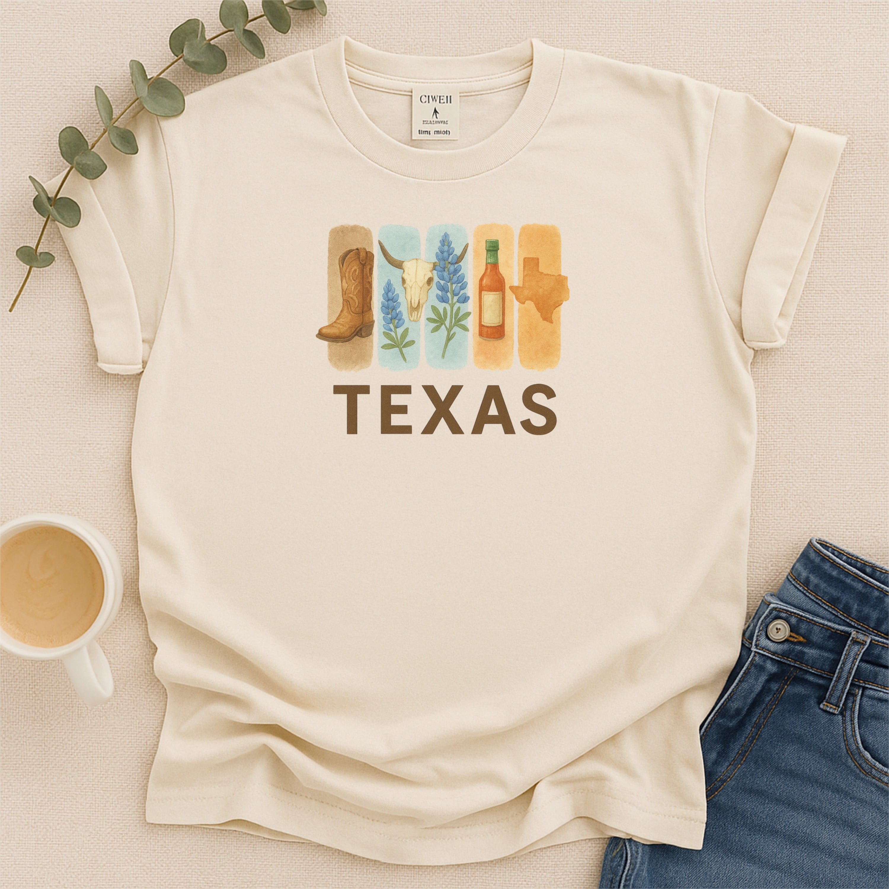 Texas Brushstroke Watercolor Comfort Colors Souvenir T-Shirt
