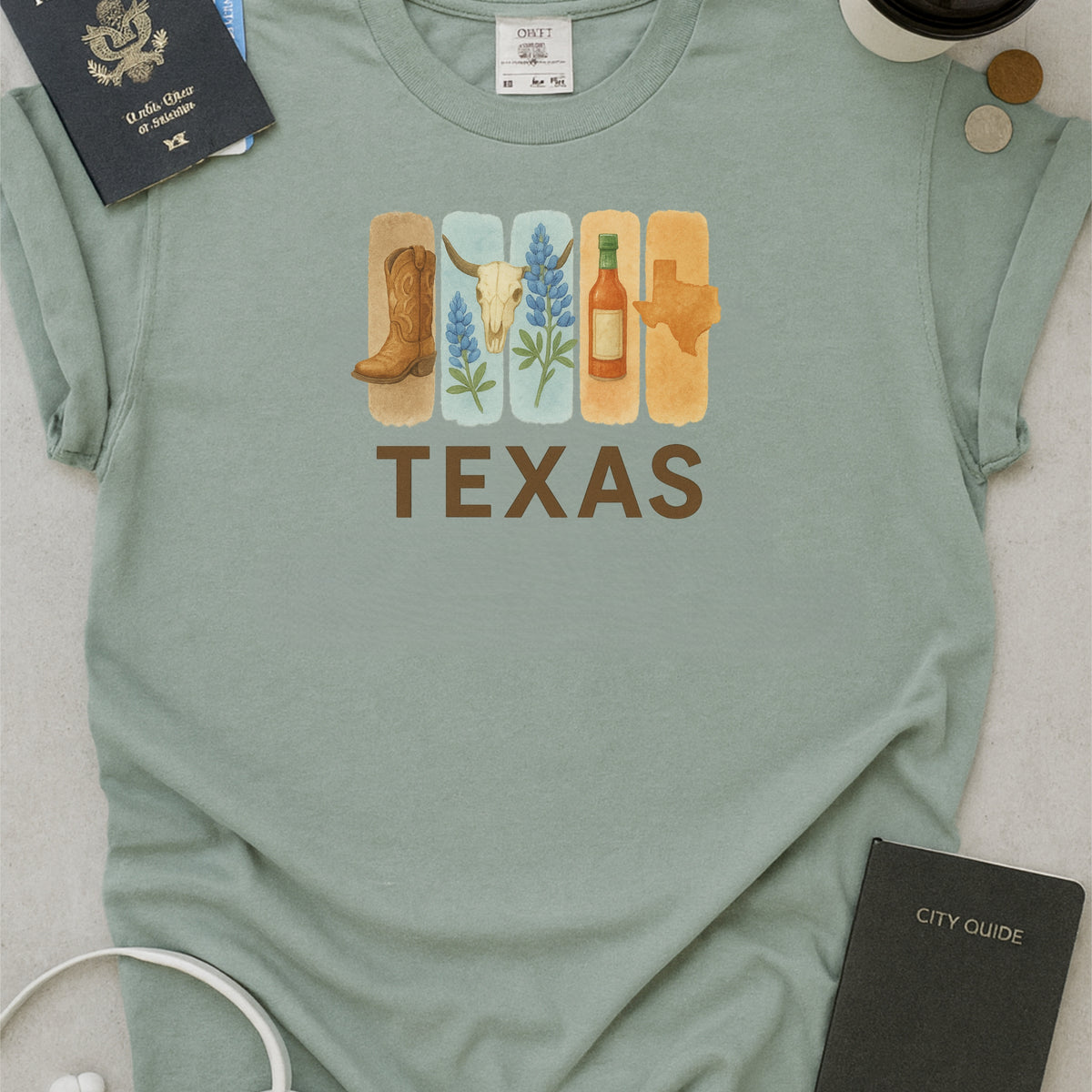 Texas Brushstroke Watercolor Comfort Colors Souvenir T-Shirt