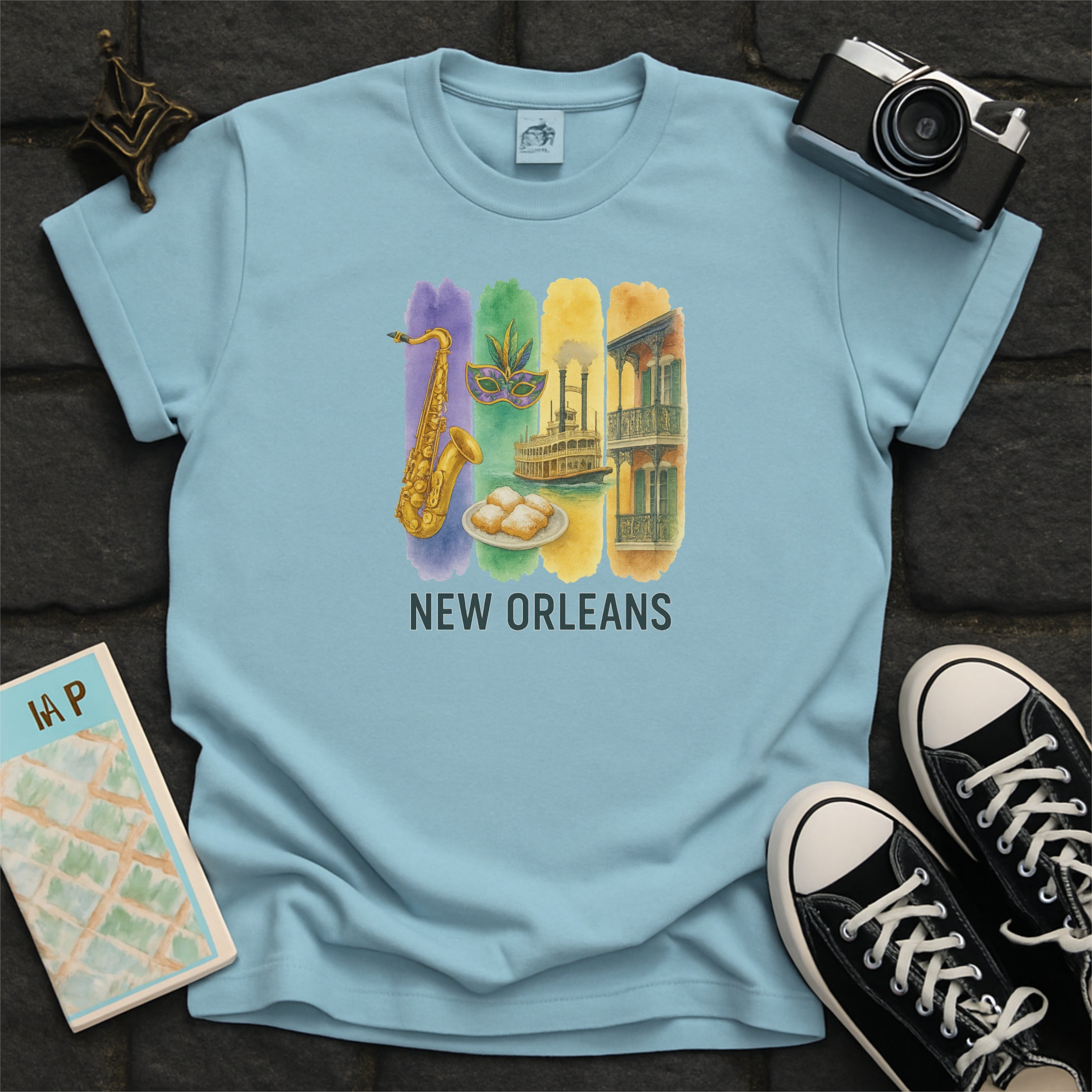 New Orleans NOLA Brushstroke Watercolor Comfort Colors Souvenir T-Shirt
