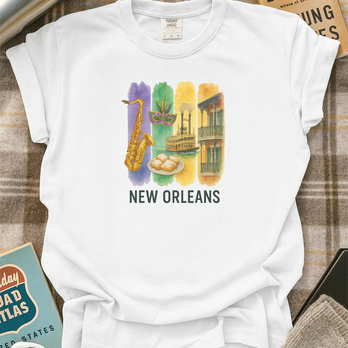 New Orleans NOLA Brushstroke Watercolor Comfort Colors Souvenir T-Shirt