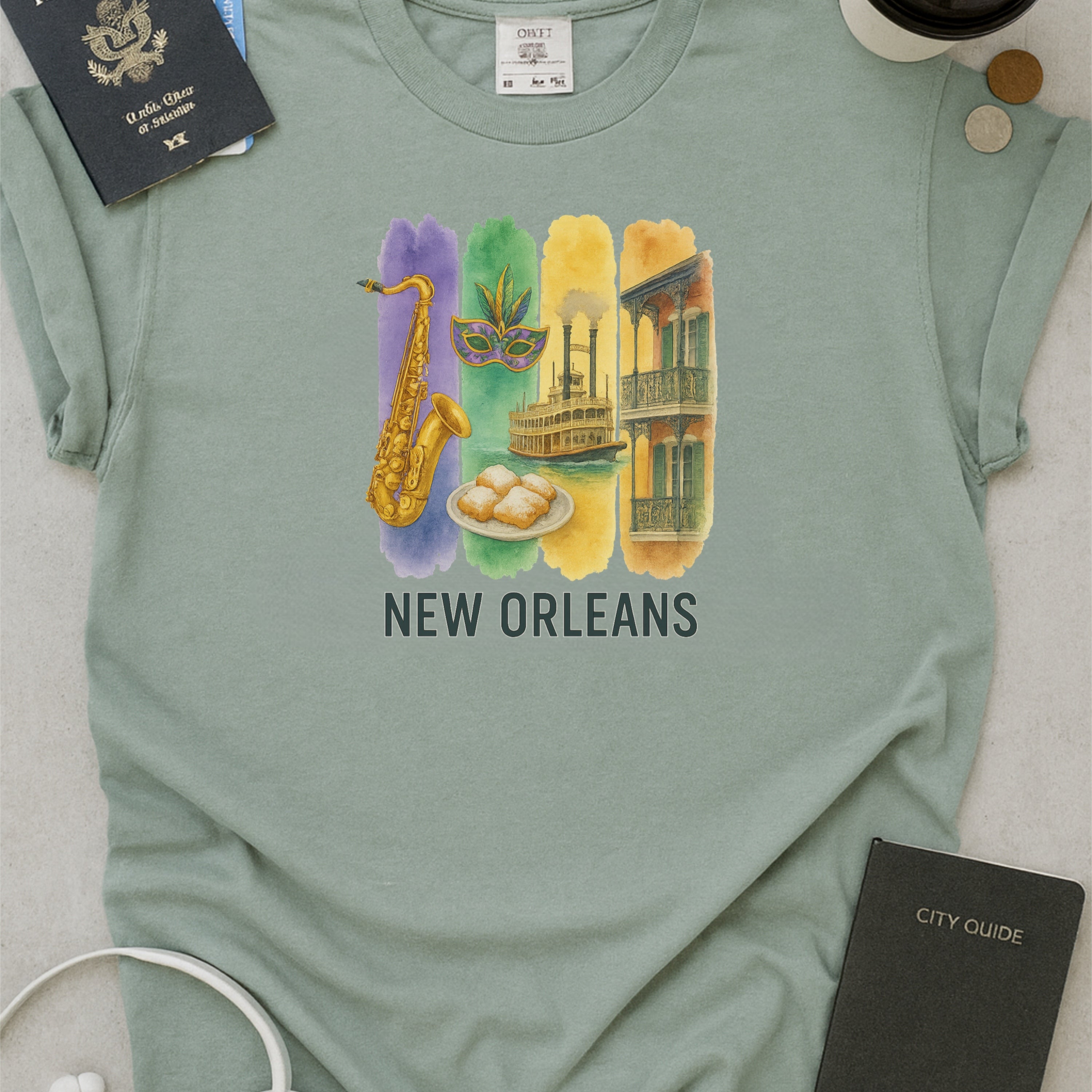 New Orleans NOLA Brushstroke Watercolor Comfort Colors Souvenir T-Shirt