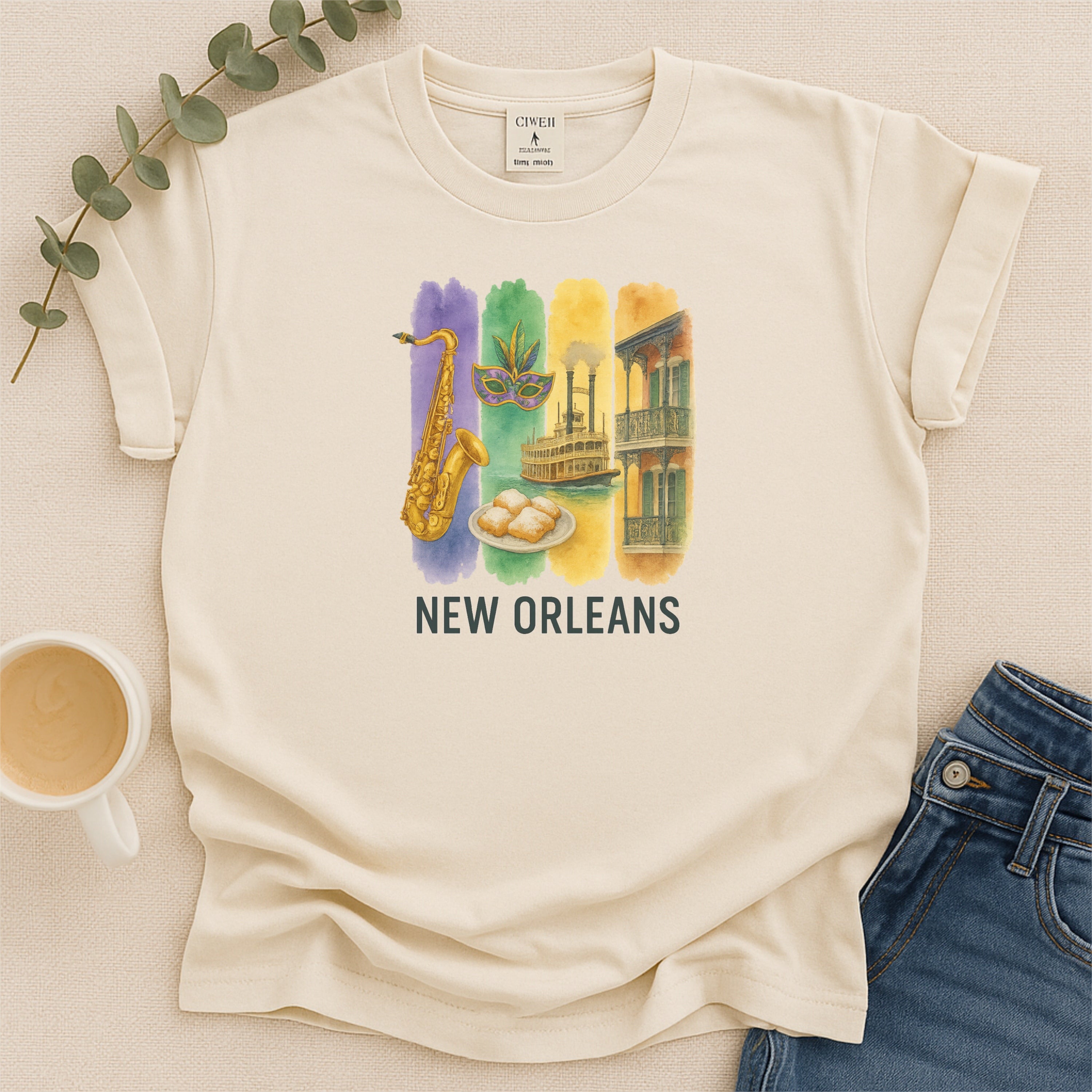 New Orleans NOLA Brushstroke Watercolor Comfort Colors Souvenir T-Shirt