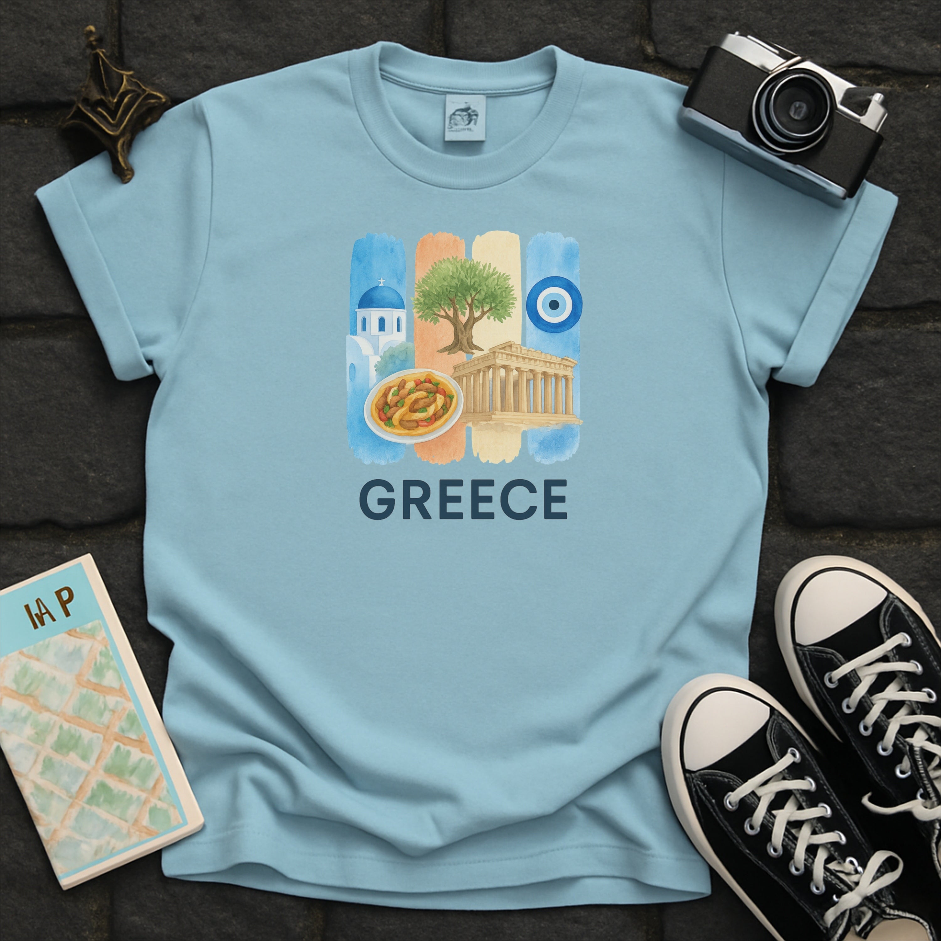 Greece Brushstroke Watercolor Comfort Colors Souvenir T-Shirt
