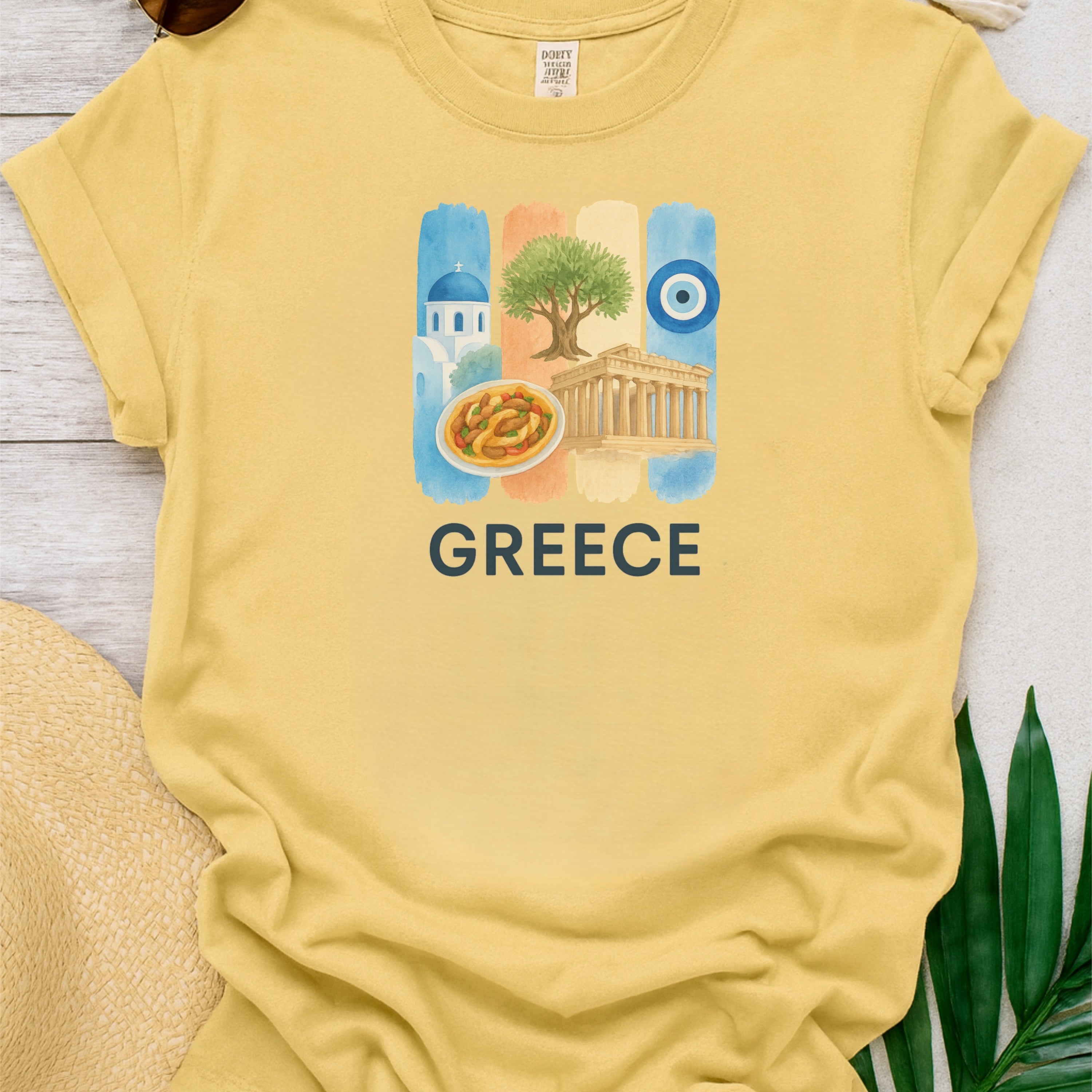 Greece Brushstroke Watercolor Comfort Colors Souvenir T-Shirt