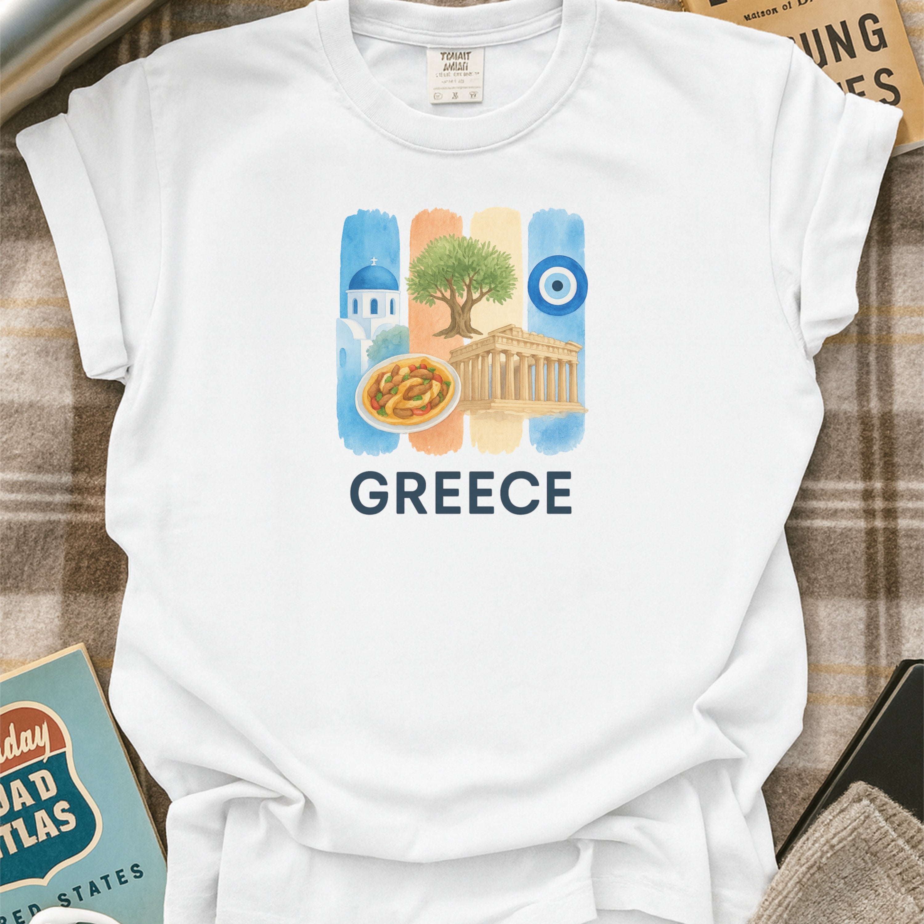 Greece Brushstroke Watercolor Comfort Colors Souvenir T-Shirt