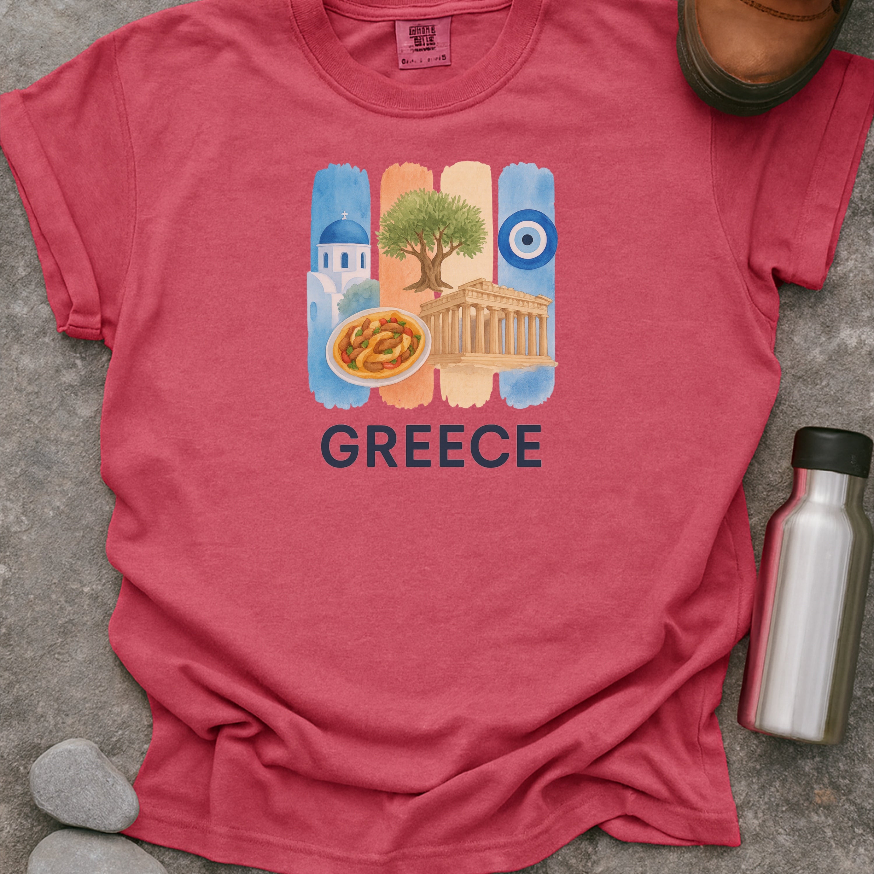 Greece Brushstroke Watercolor Comfort Colors Souvenir T-Shirt