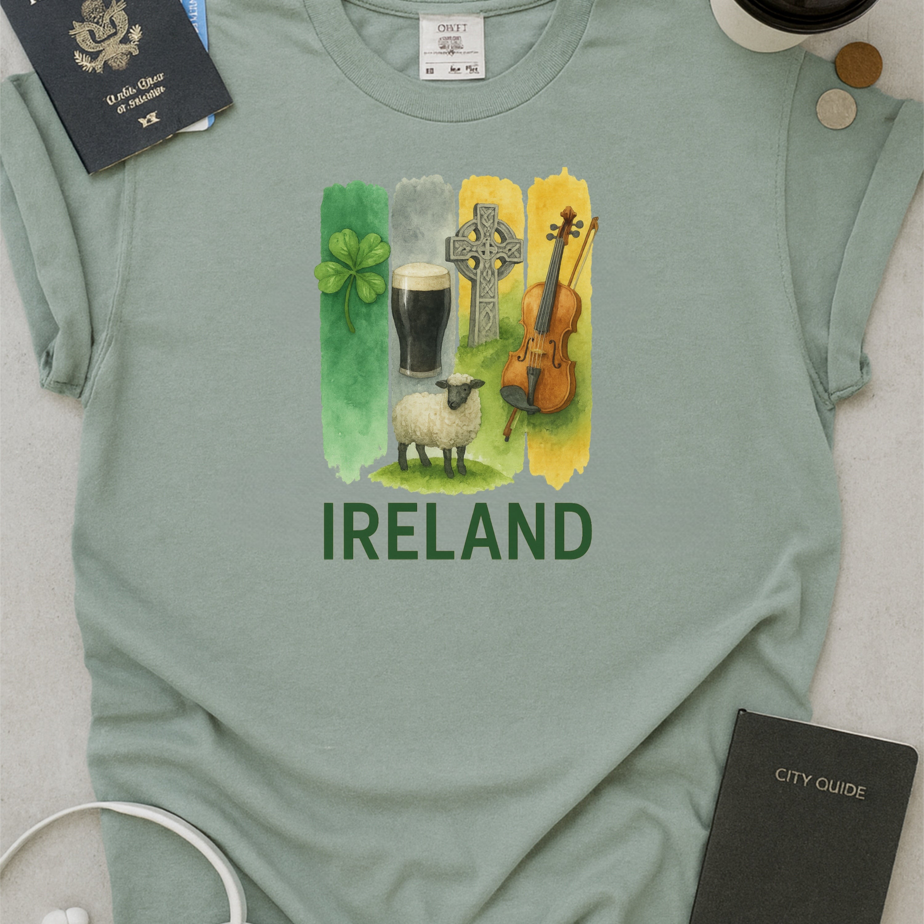 Ireland Brushstroke Watercolor Comfort Colors Souvenir T-Shirt
