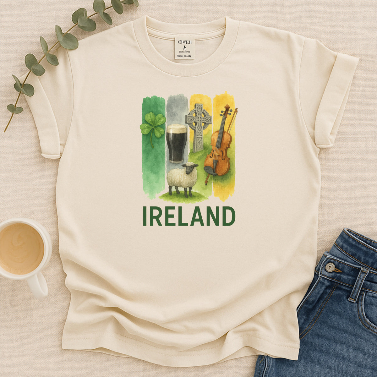 Ireland Brushstroke Watercolor Comfort Colors Souvenir T-Shirt