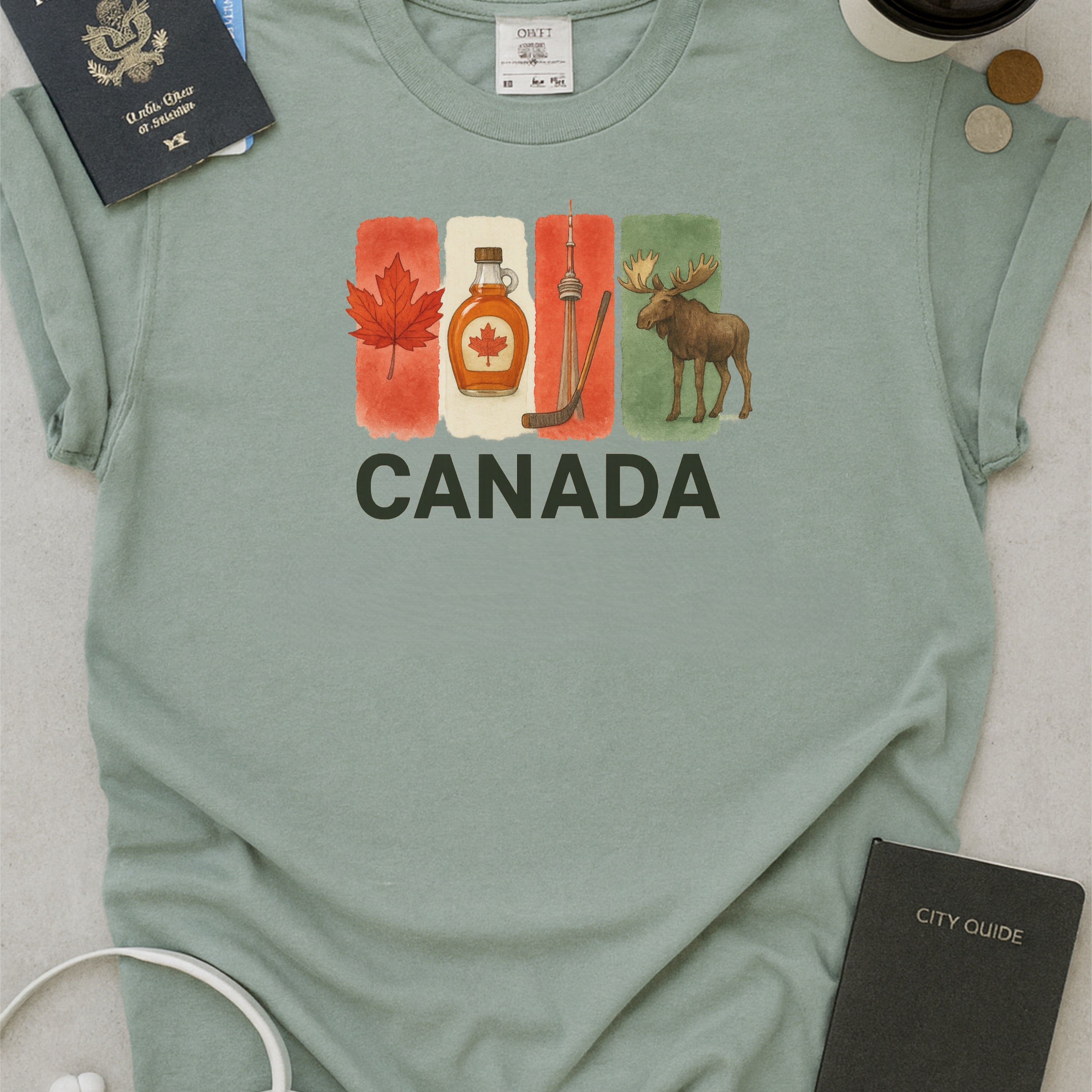 Canada Brushstroke Watercolor Comfort Colors Souvenir T-Shirt