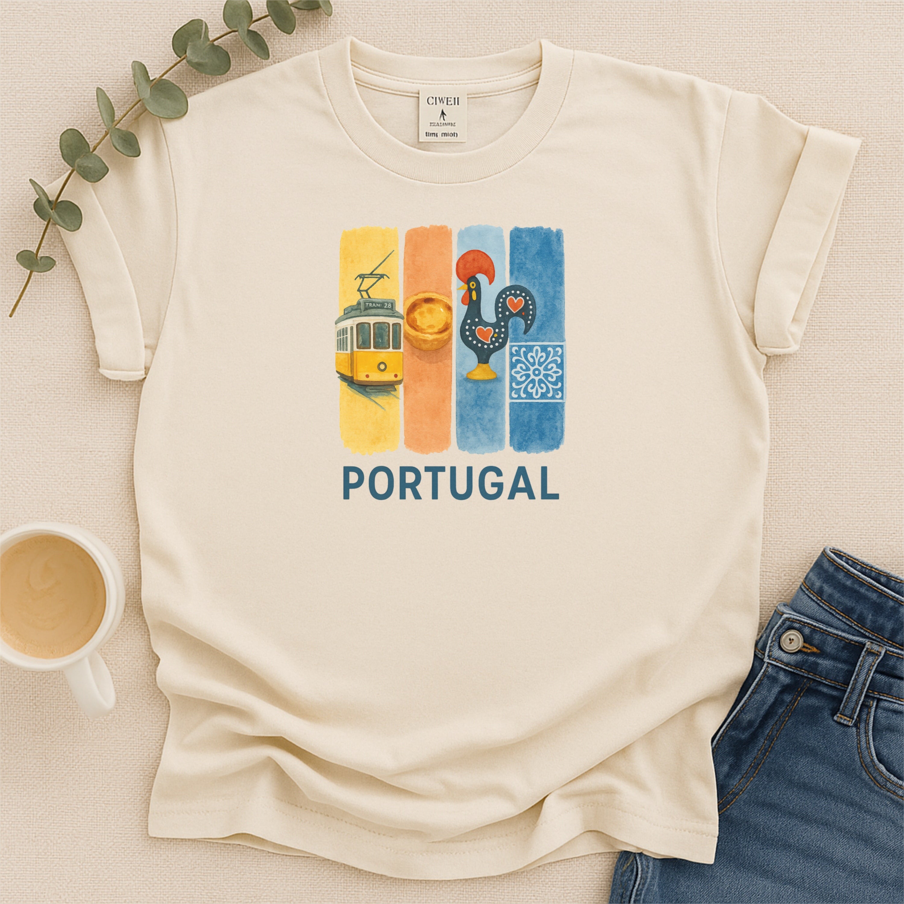 Portugal Brushstroke Watercolor Comfort Colors Souvenir T-Shirt