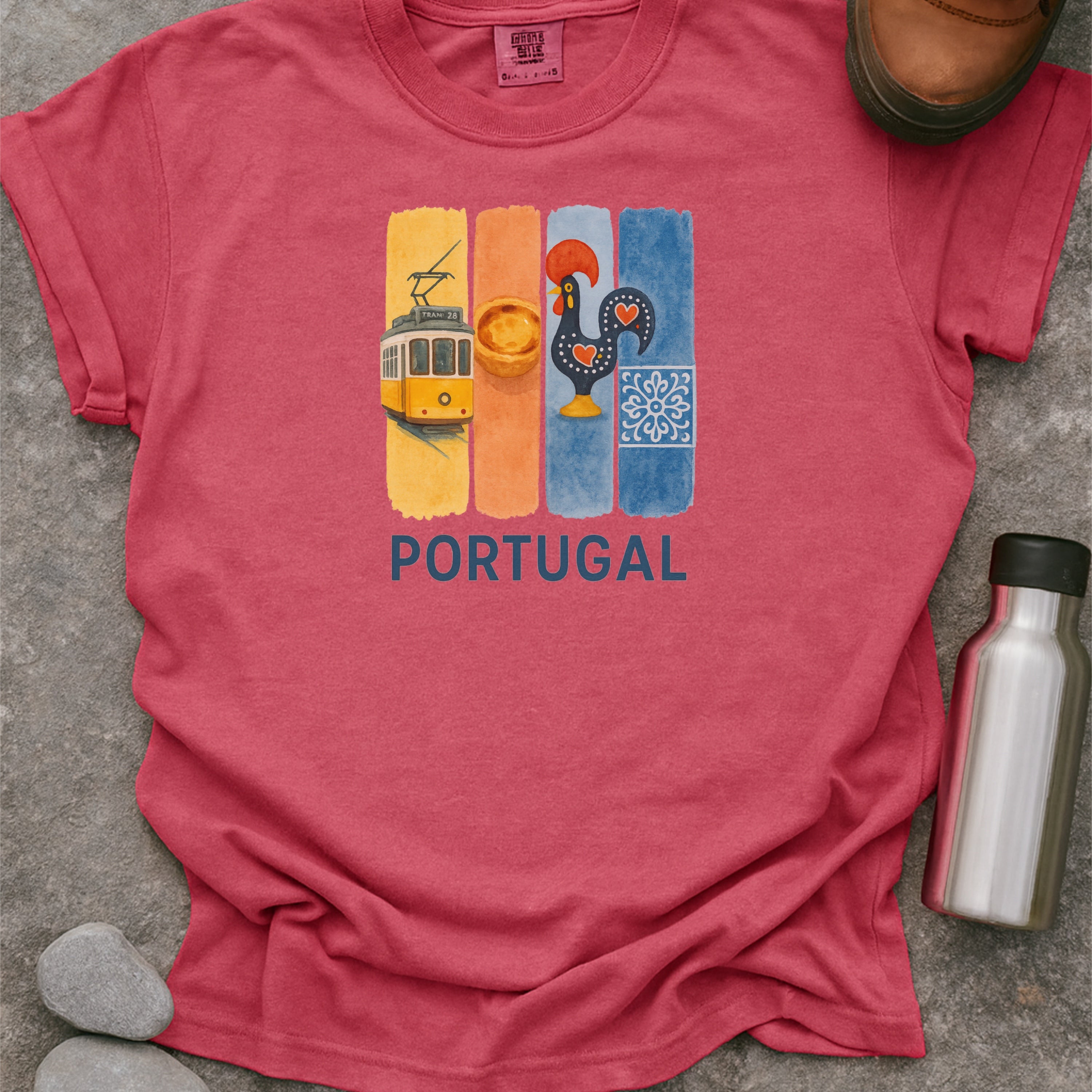 Portugal Brushstroke Watercolor Comfort Colors Souvenir T-Shirt