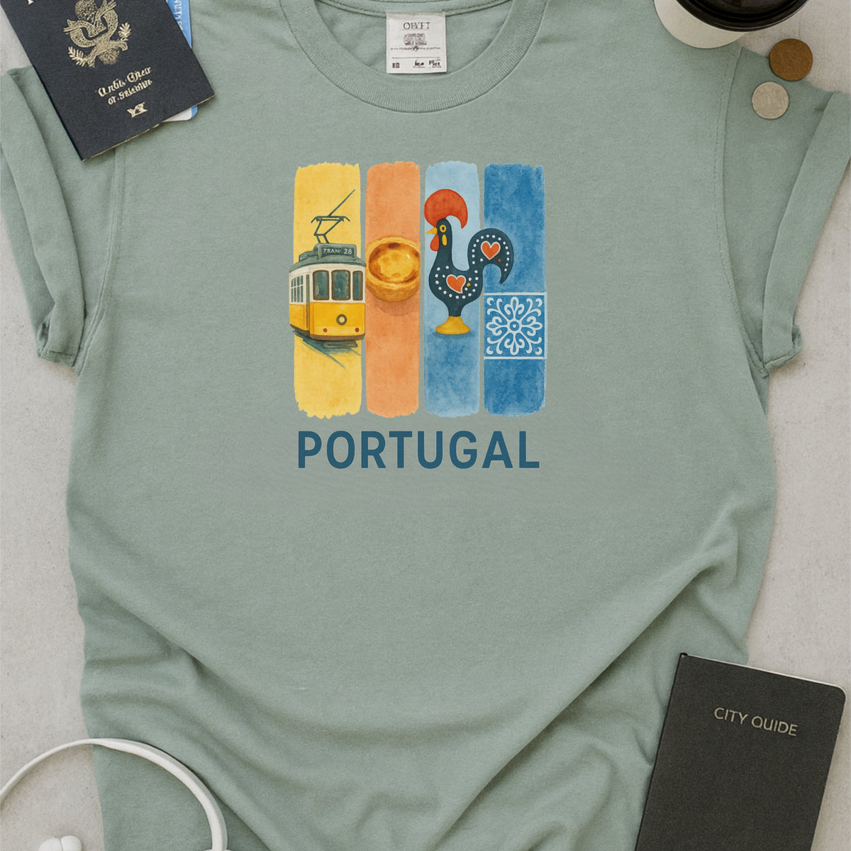 Portugal Brushstroke Watercolor Comfort Colors Souvenir T-Shirt