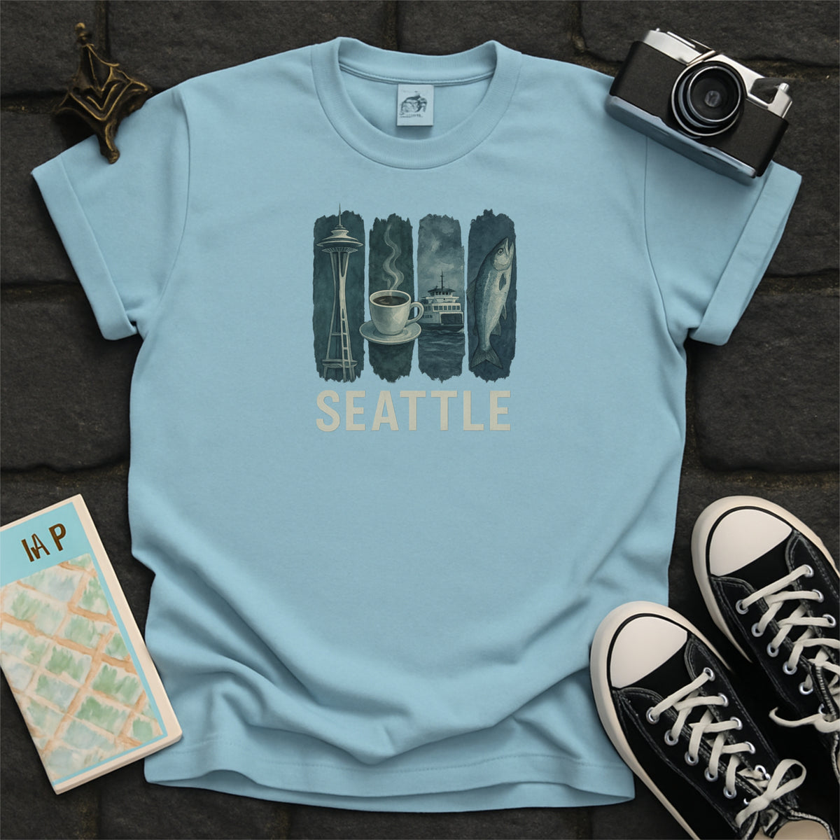Seattle Washington Brushstroke Watercolor Comfort Colors Souvenir T-Shirt
