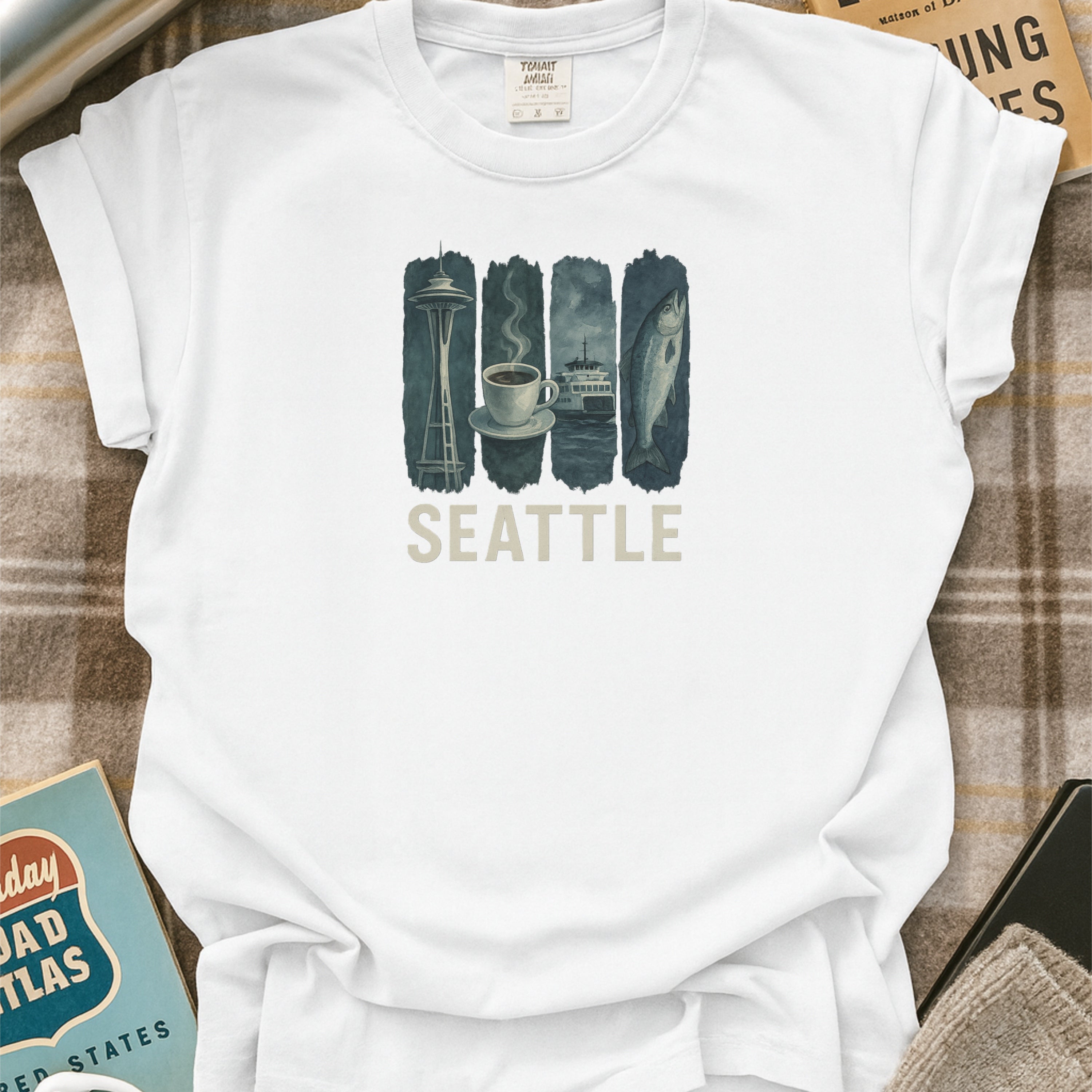 Seattle Washington Brushstroke Watercolor Comfort Colors Souvenir T-Shirt