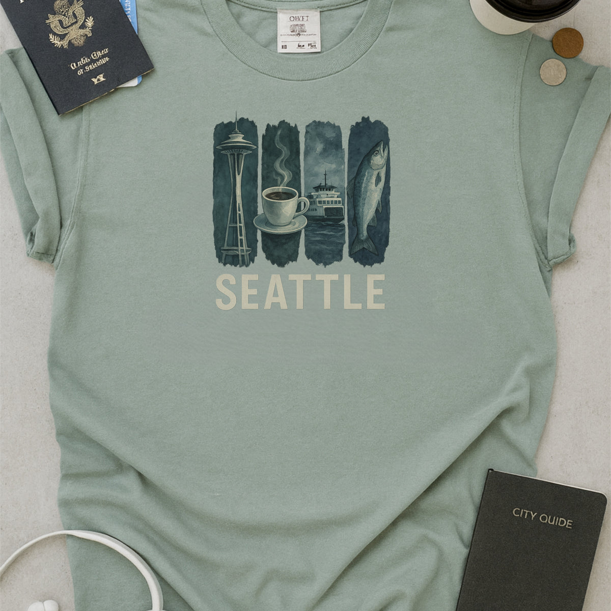 Seattle Washington Brushstroke Watercolor Comfort Colors Souvenir T-Shirt