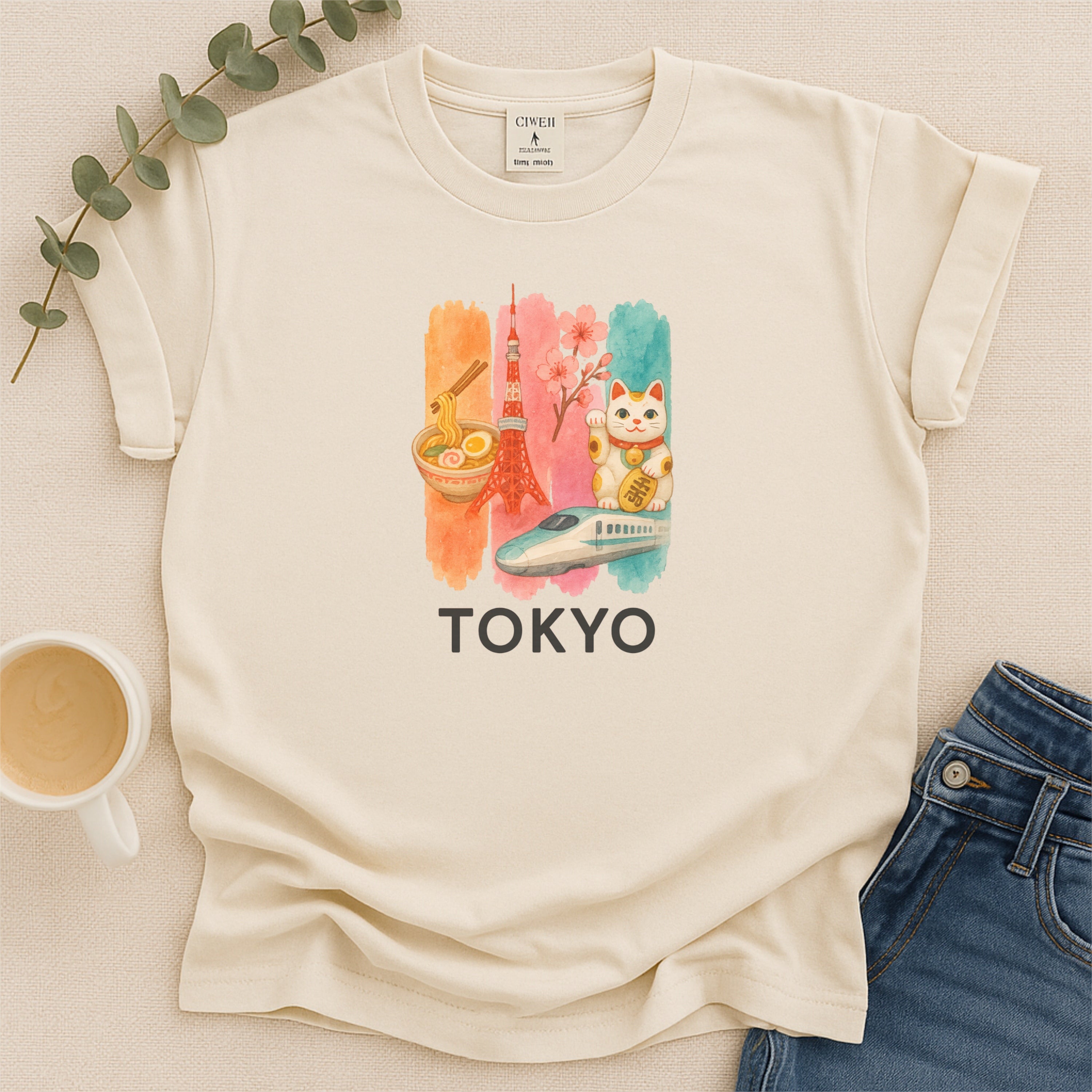 Tokyo Japan Brushstroke Watercolor Comfort Colors Souvenir T-Shirt